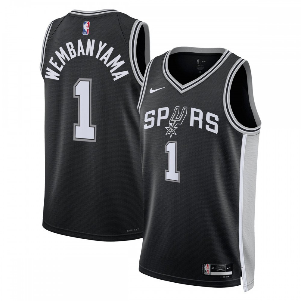 Kids' San Antonio Spurs 2023 Black Icon Swingman Jersey