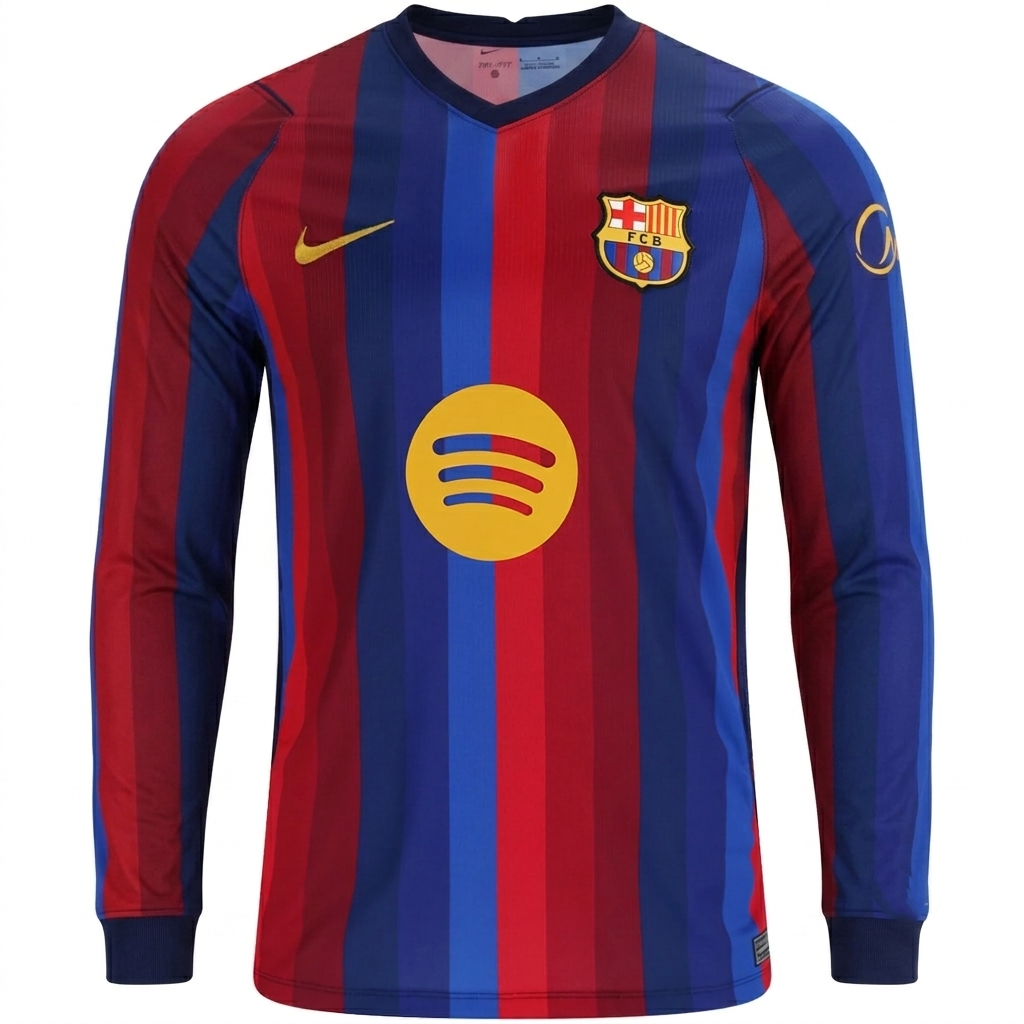 Kids' Barcelona 2026/27 Home Long Sleeve Jersey