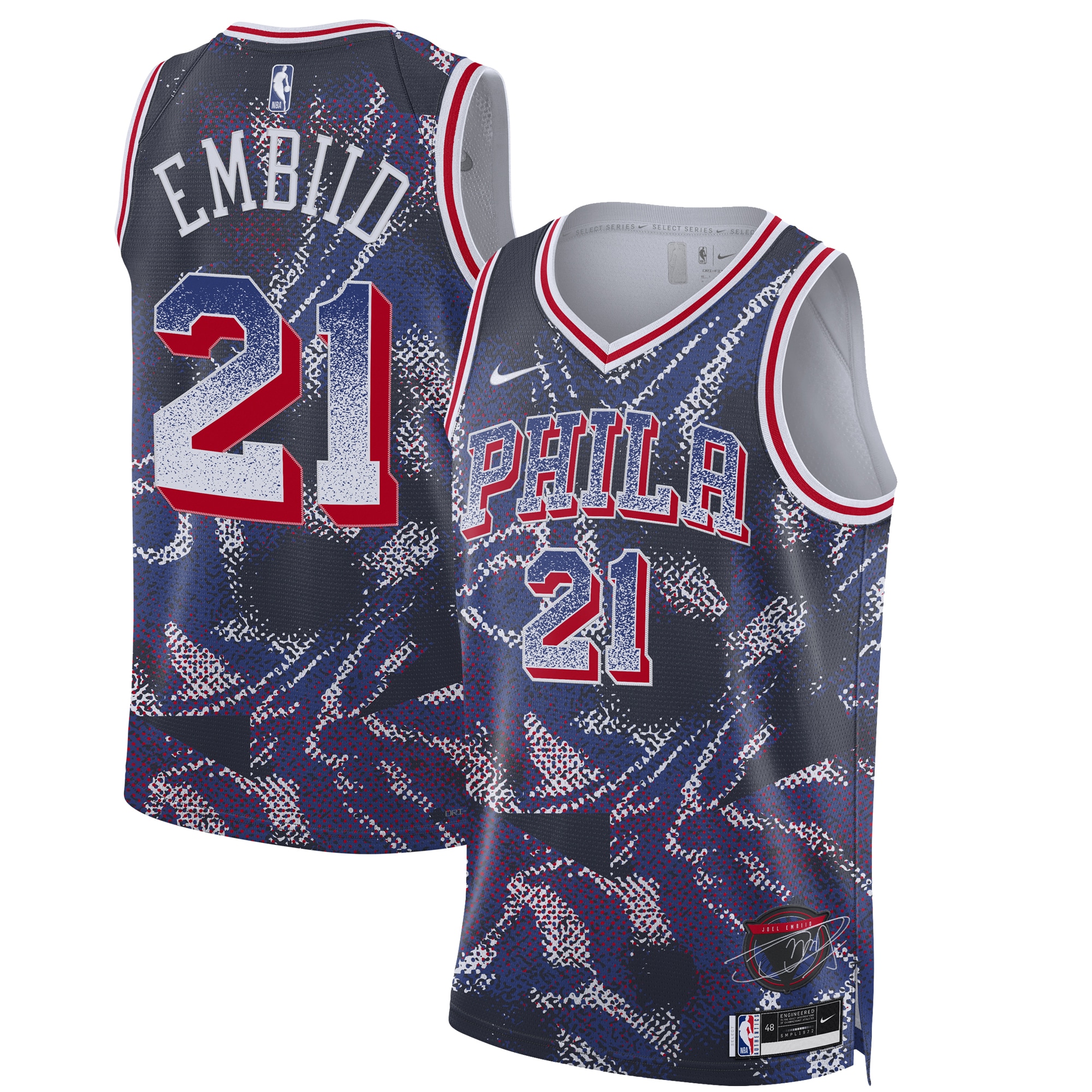 Kids' Philadelphia 76ers 2025 Navy Select Player Jersey