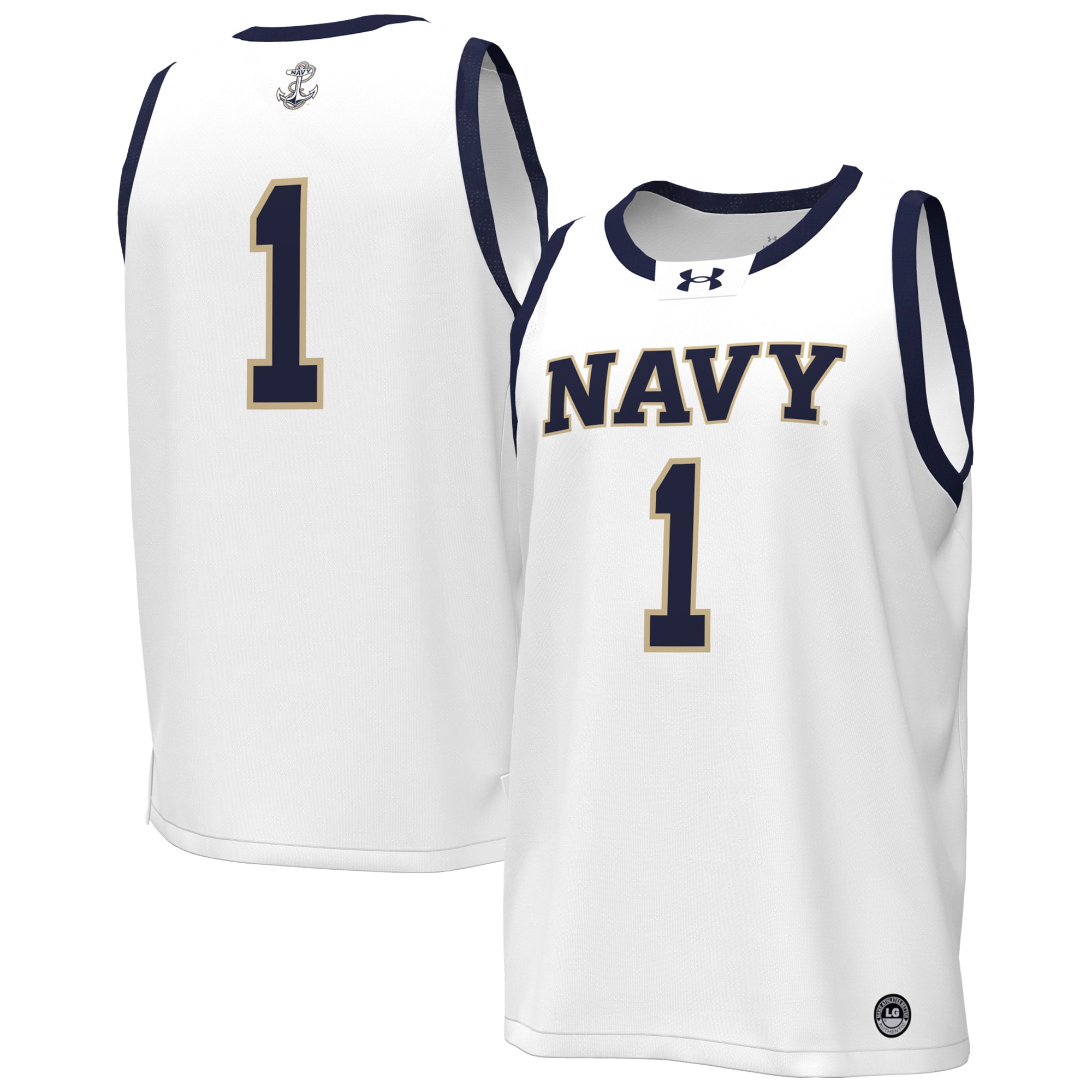 Men's Navy Midshipmen White Replica Jersey