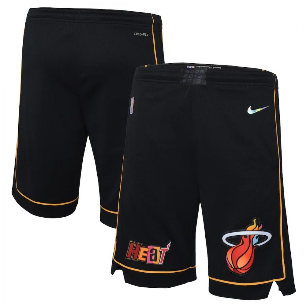 Kids' Miami Heat 2021/22 Black City Swingman Shorts