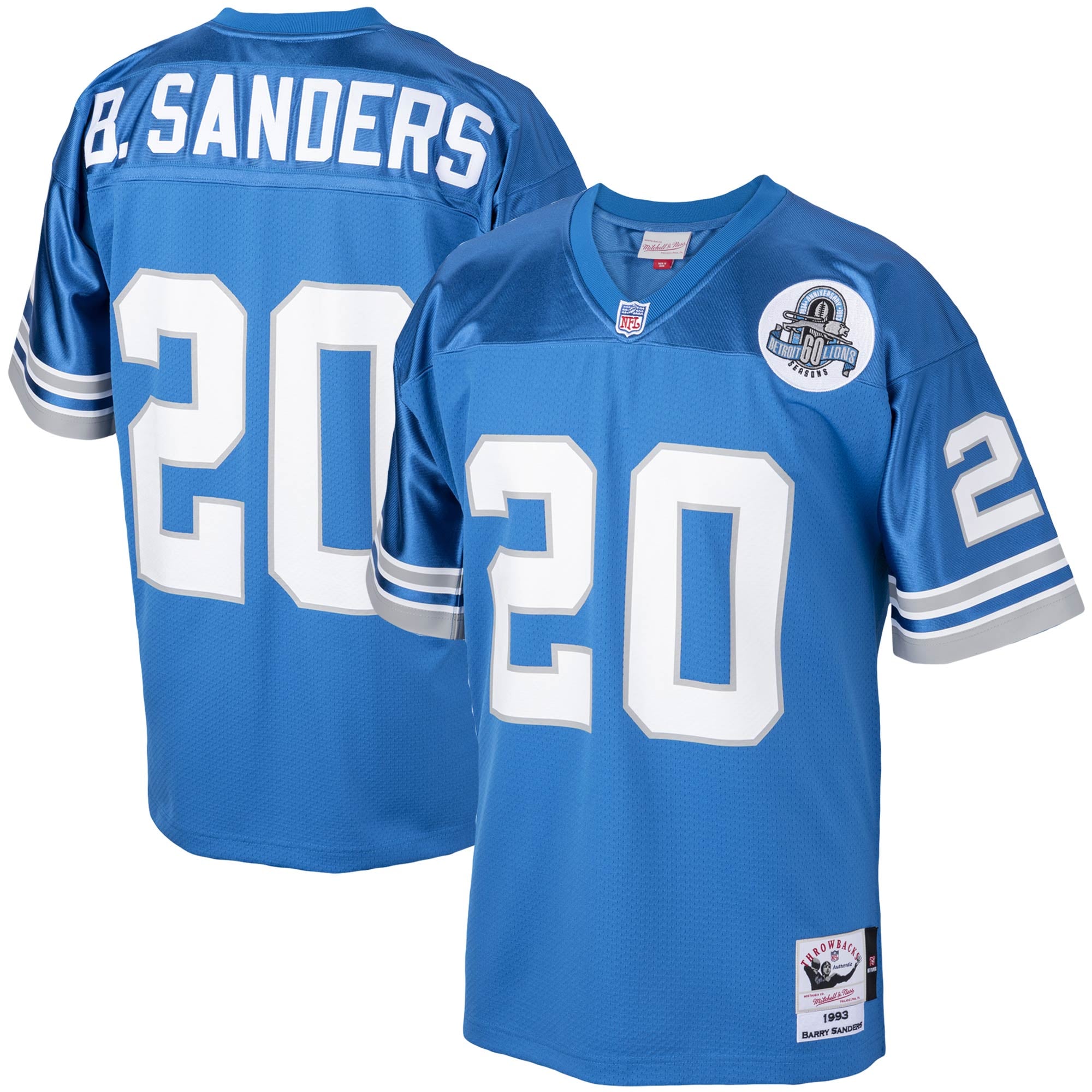 Men's Detroit Lions Blue Throwback Player Jersey