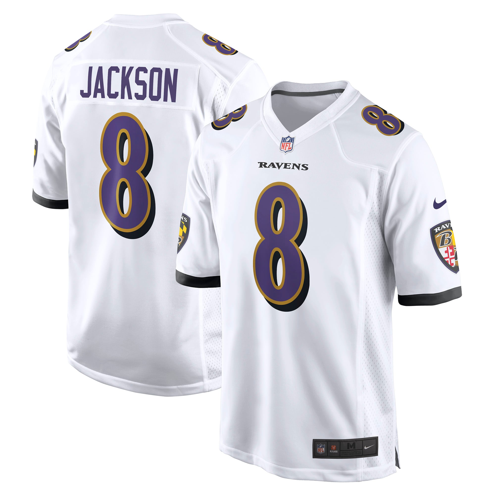 Kids' Baltimore Ravens White Game Jersey