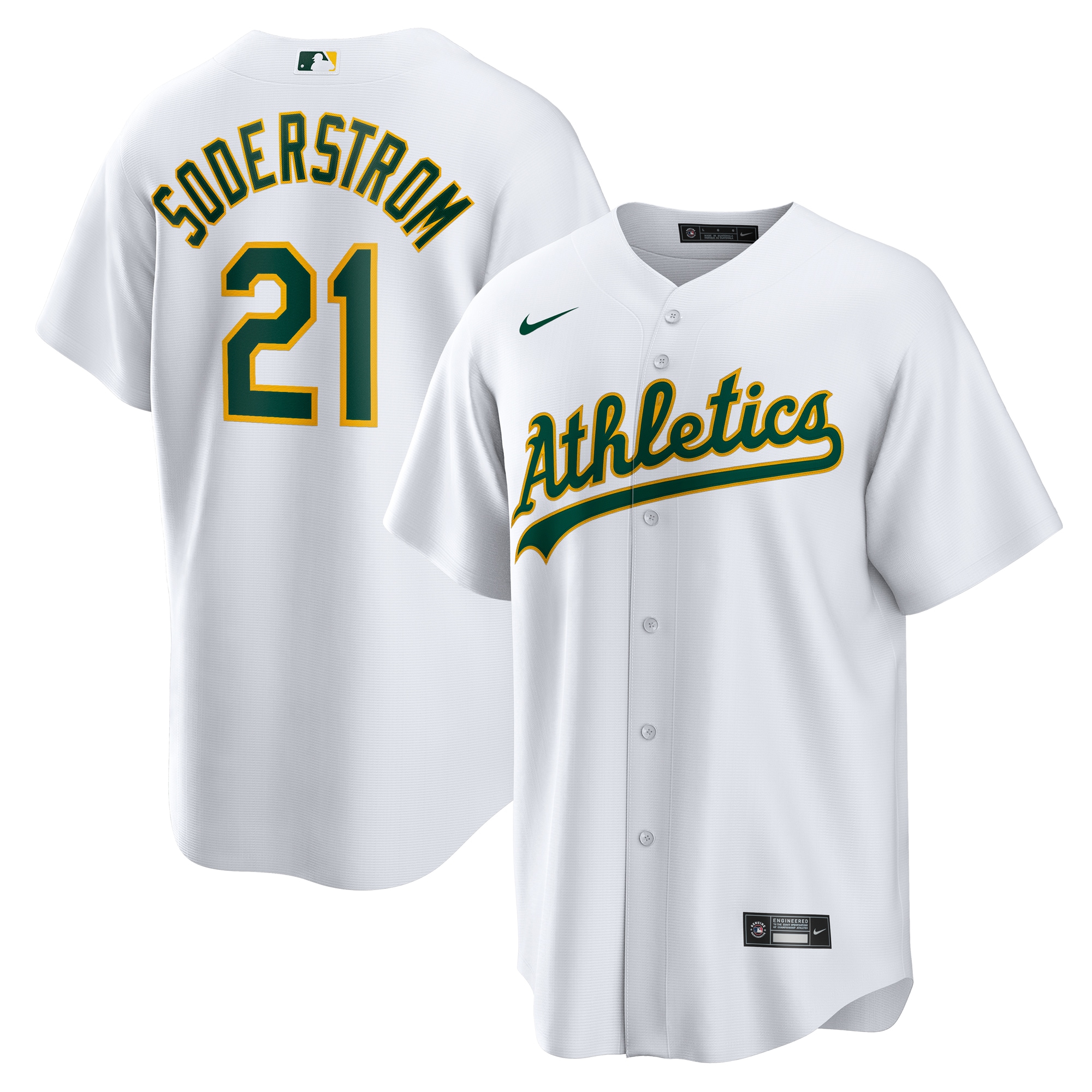Kids' Tyler Soderstrom Athletics White Replica Jersey