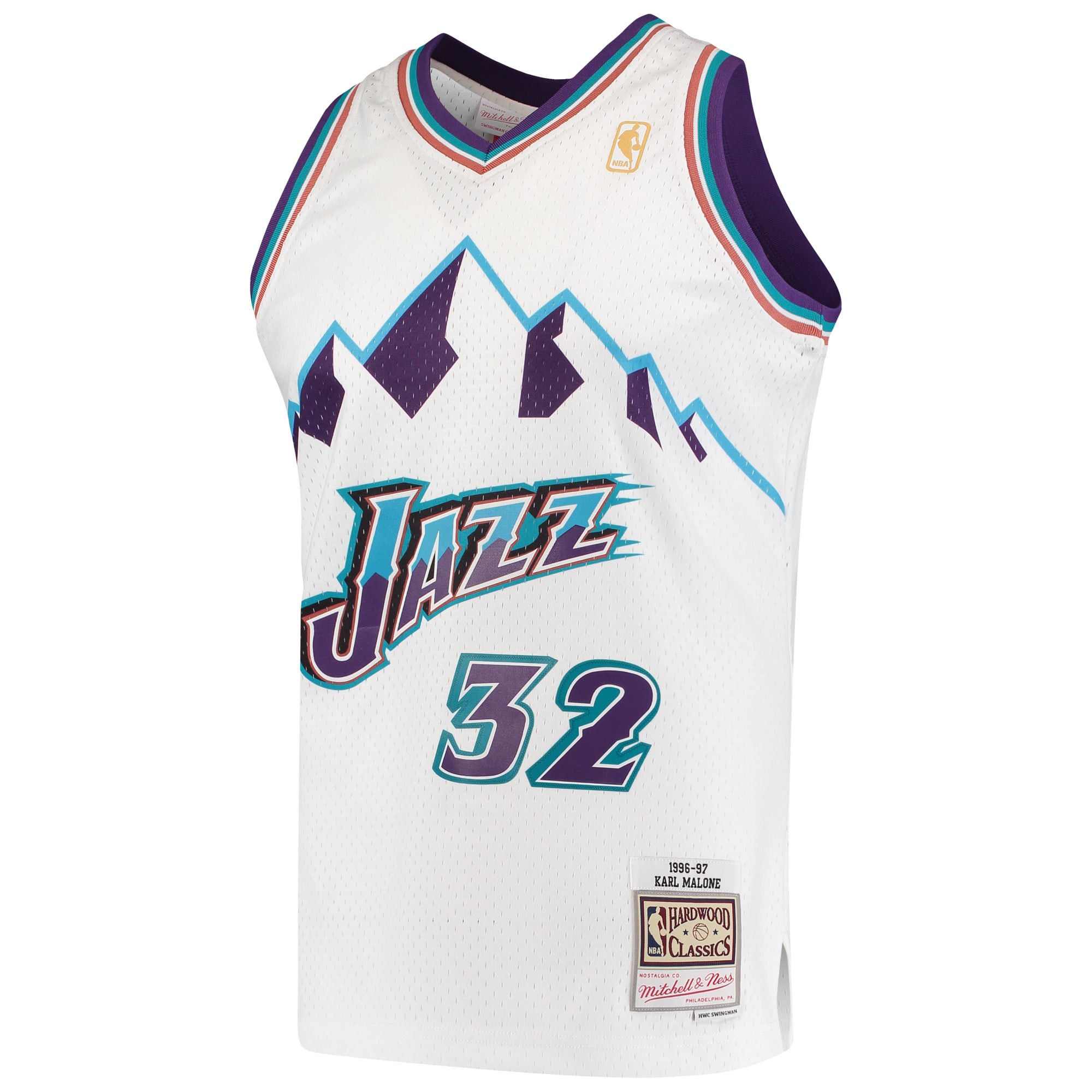 Karl Malone Utah Jazz White Karl Malone Jersey - Men's