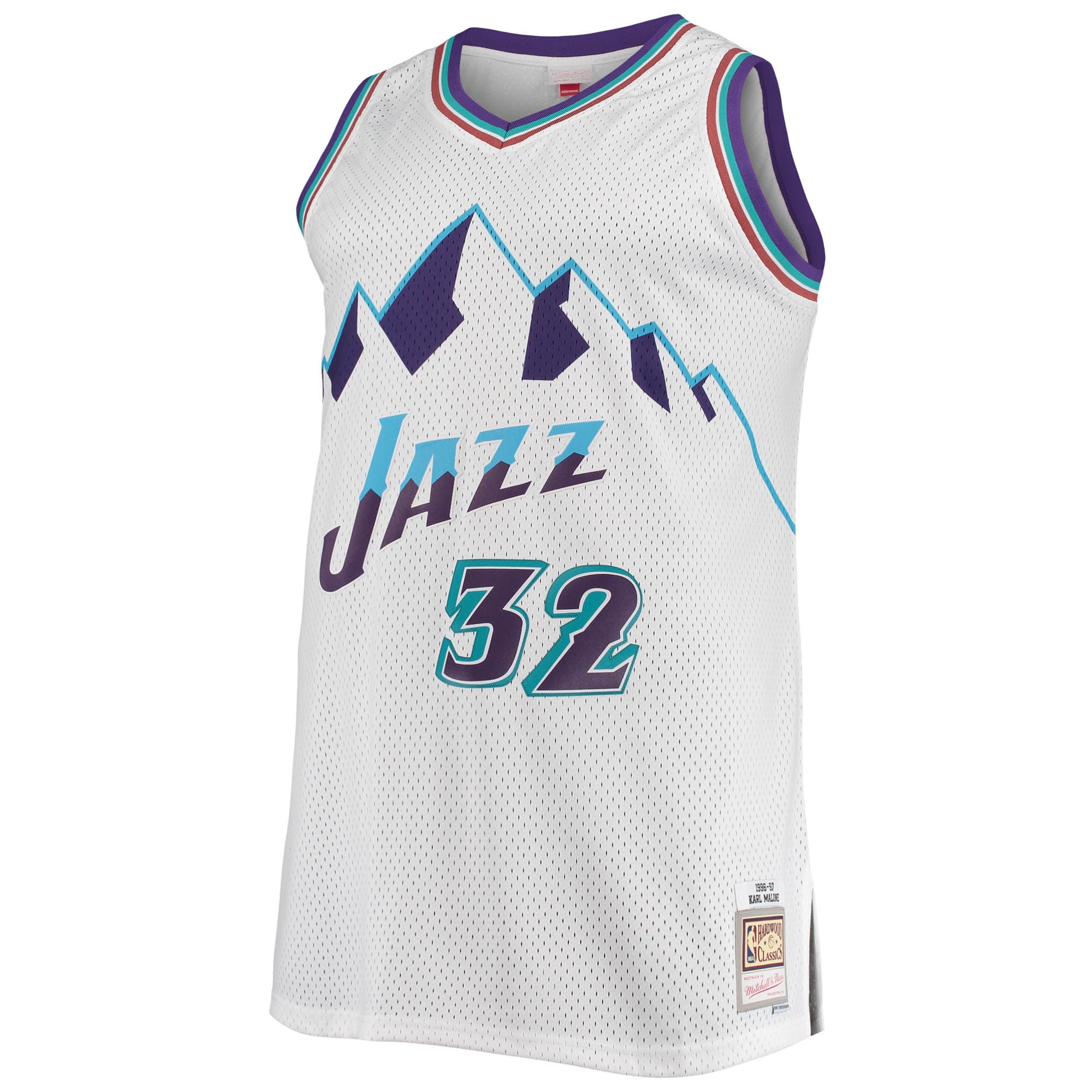 Karl Malone Utah Jazz White Basketball Jersey - Youth
