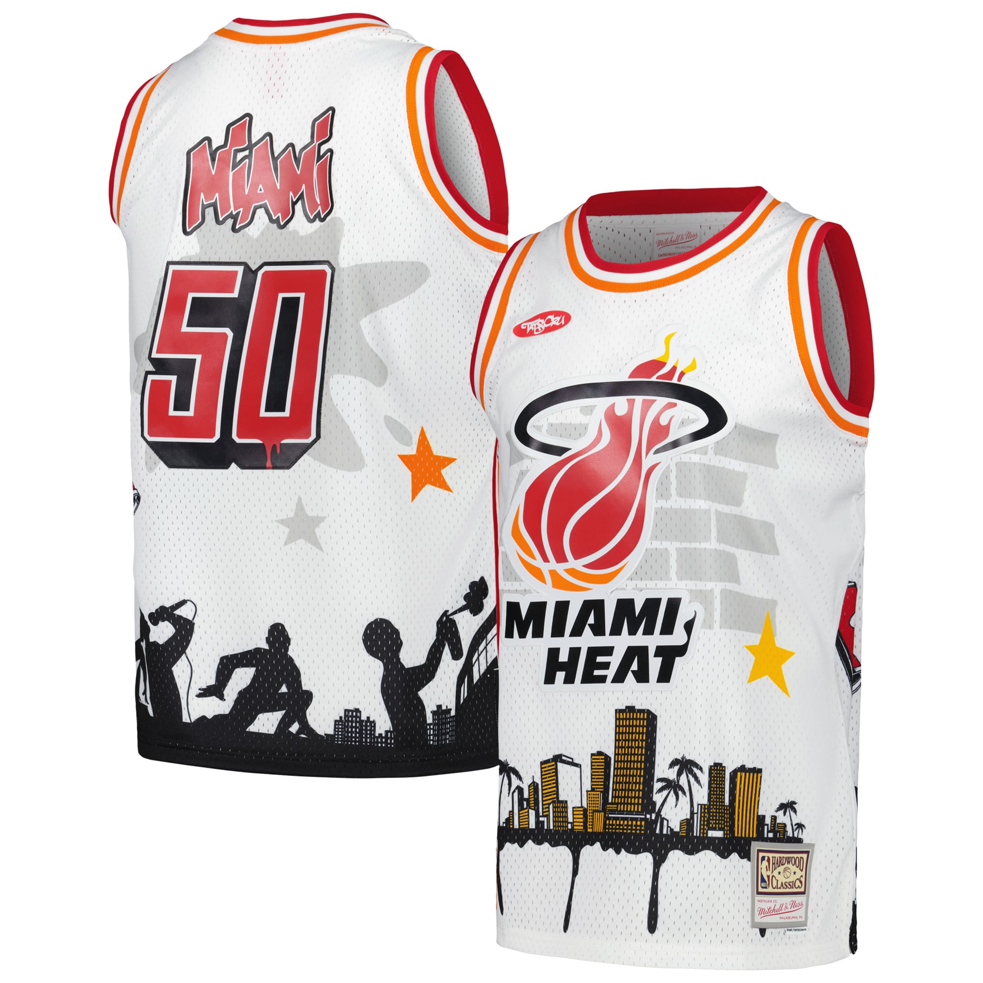 Miami Heat White Hardwood Classics Fashion Jersey - Men's