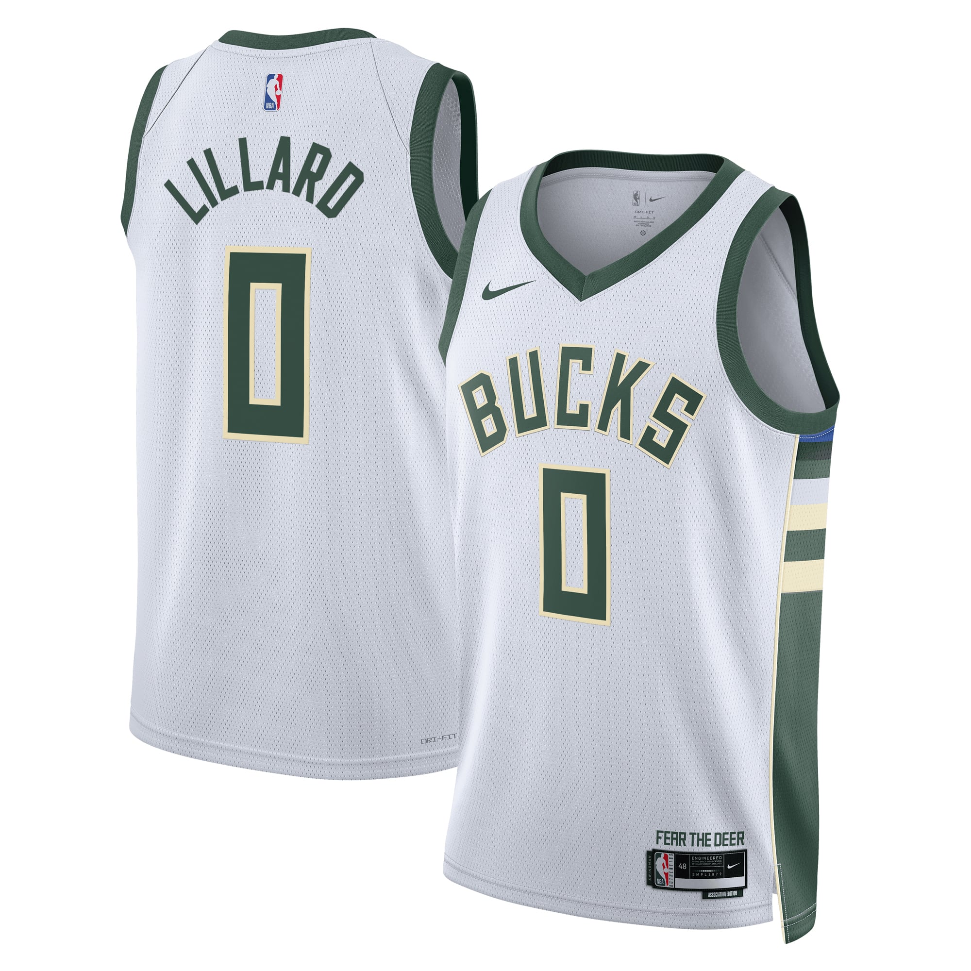Damian Lillard Milwaukee Bucks White Shirt - Youth