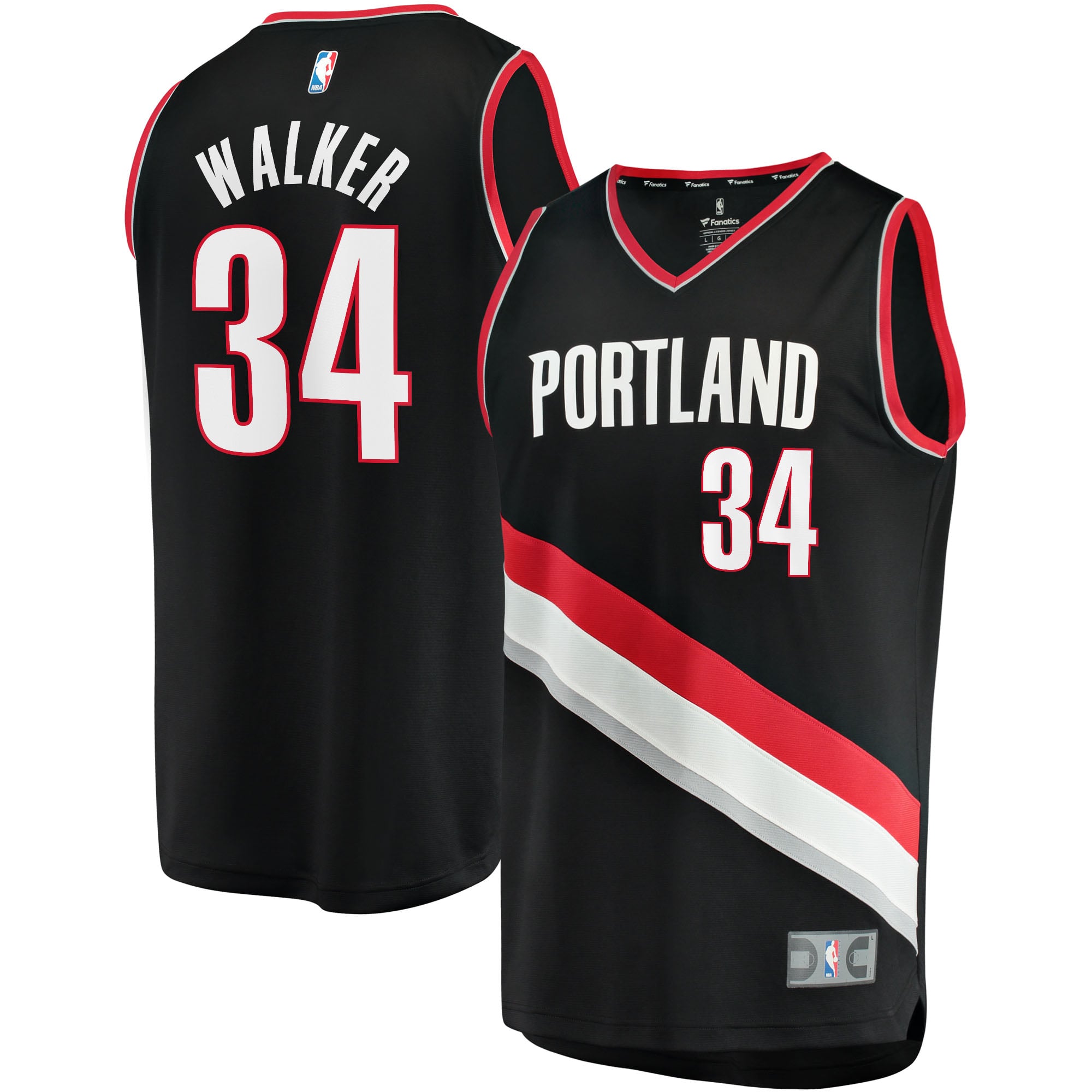 Jabari Walker Portland Trail Blazers Black Jersey - Youth