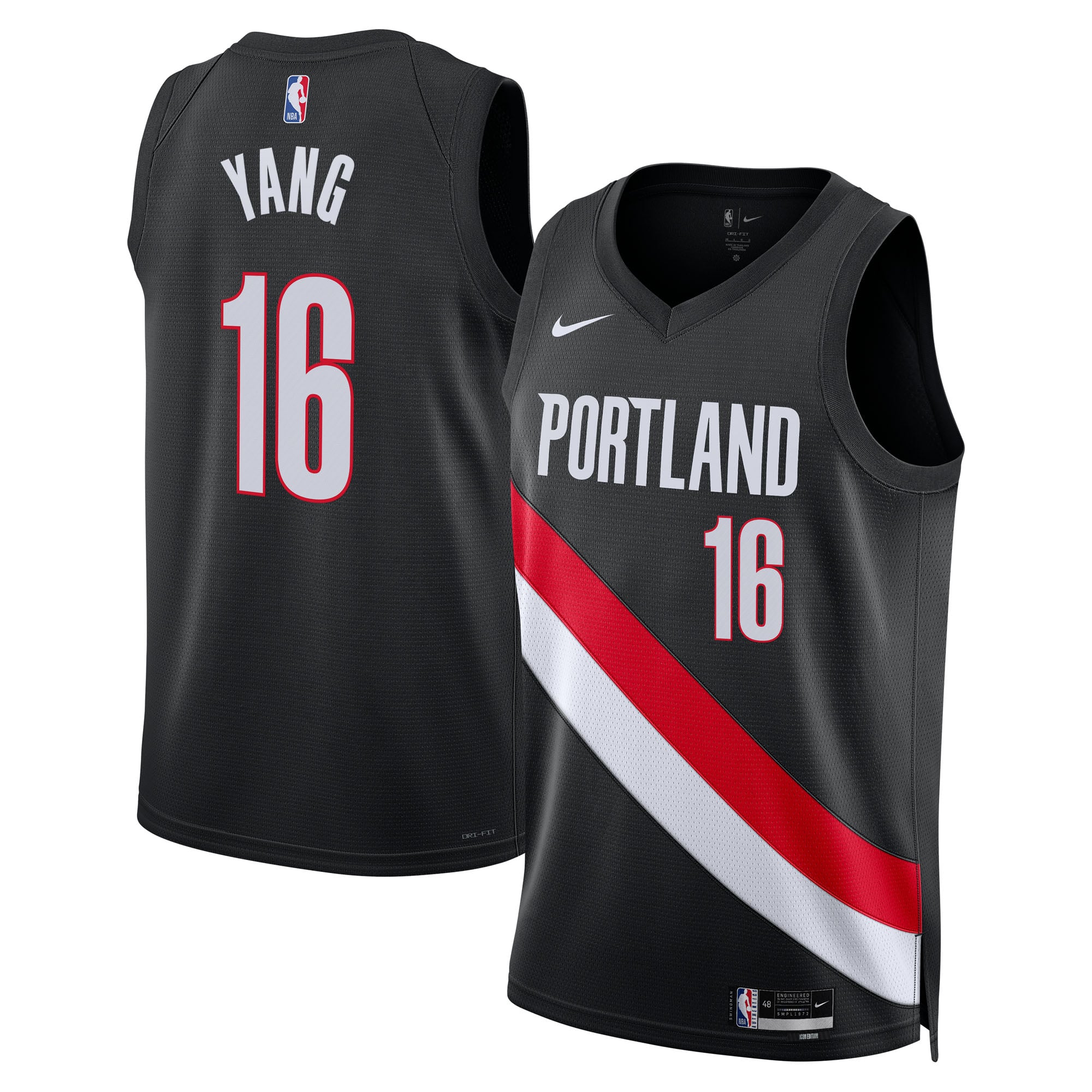 Yang Hansen Portland Trail Blazers Black Jersey - Men's