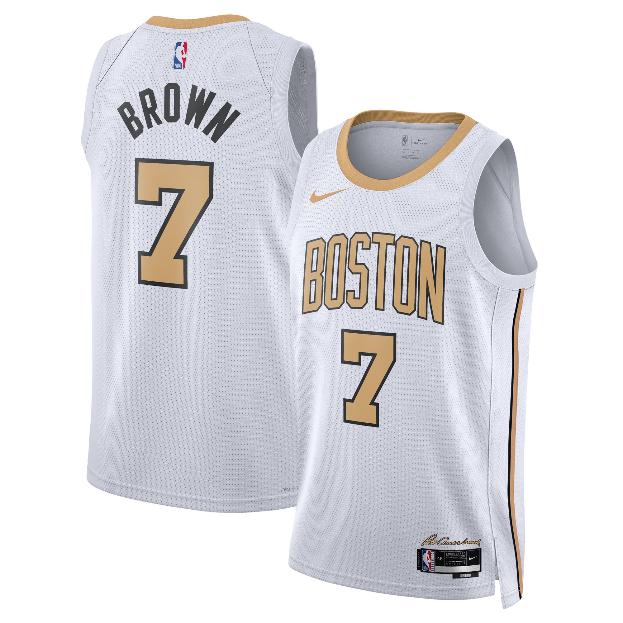Boston Celtics Brown White Basketball Jersey - Women's