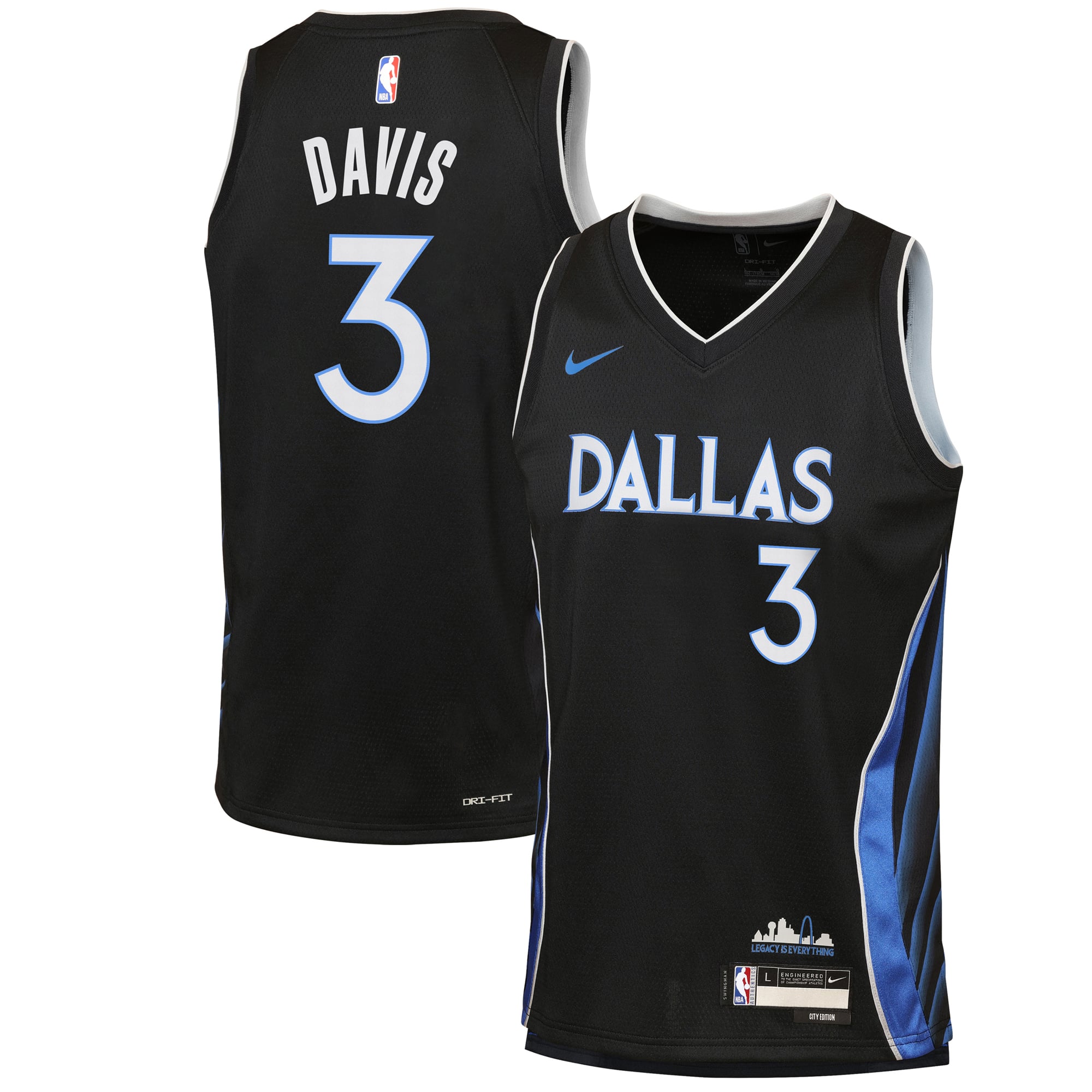 Anthony Davis Dallas Mavericks Black Jersey - Men's