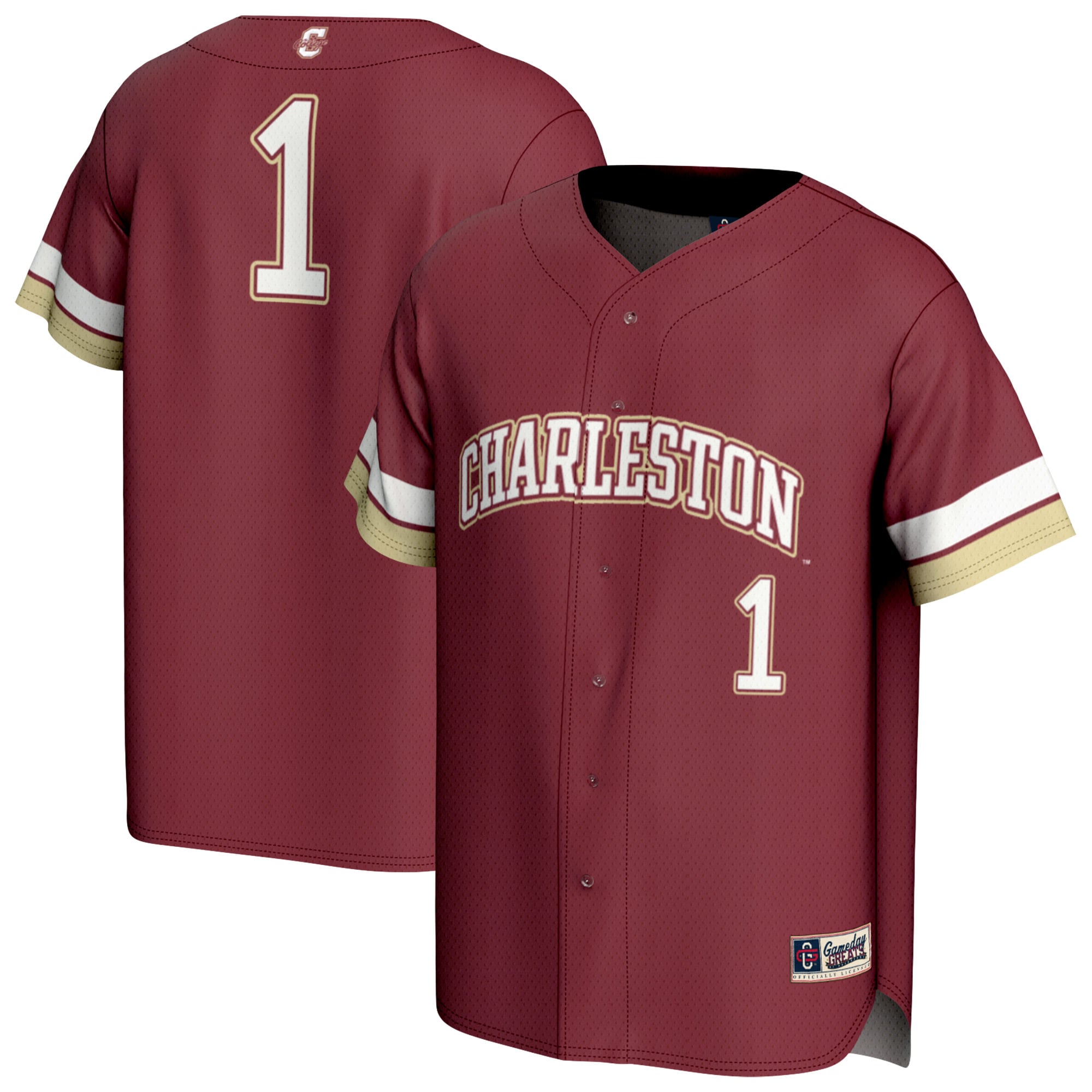 Charleston Cougars #1 Maroon Baseball Jersey - Women's