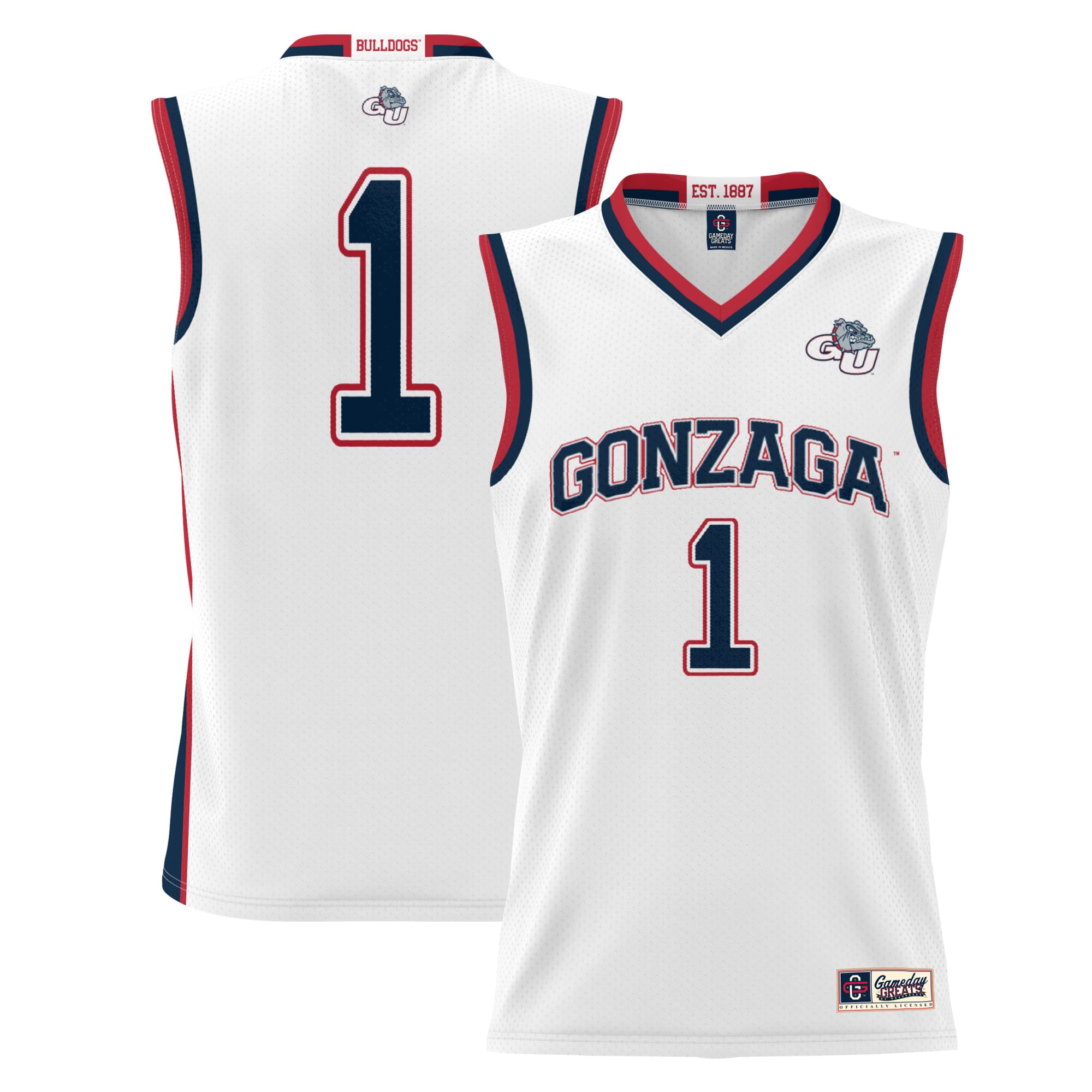 Gonzaga Bulldogs #1 White Basketball Jersey - Youth