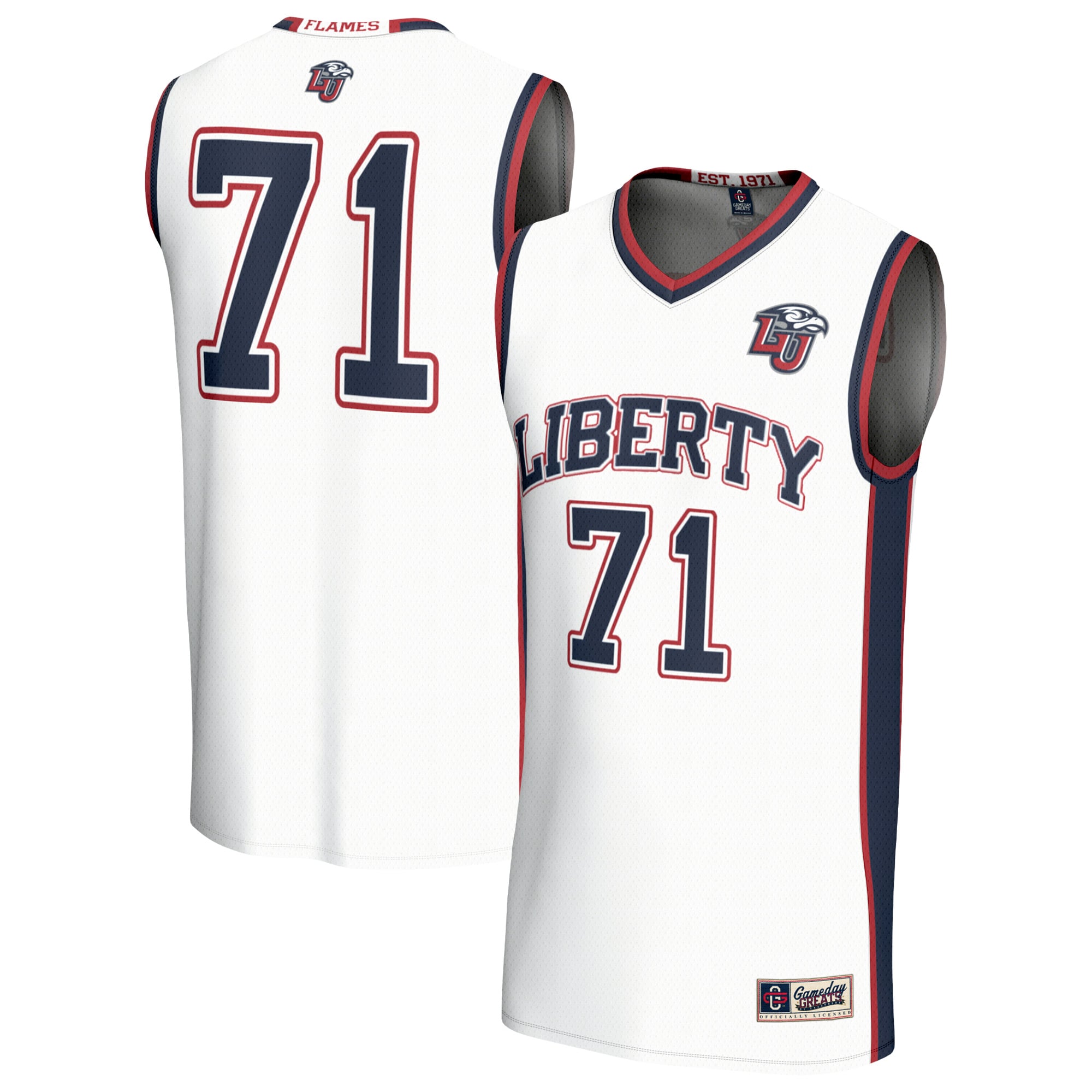 Liberty Flames #71 White Basketball Jersey - Youth