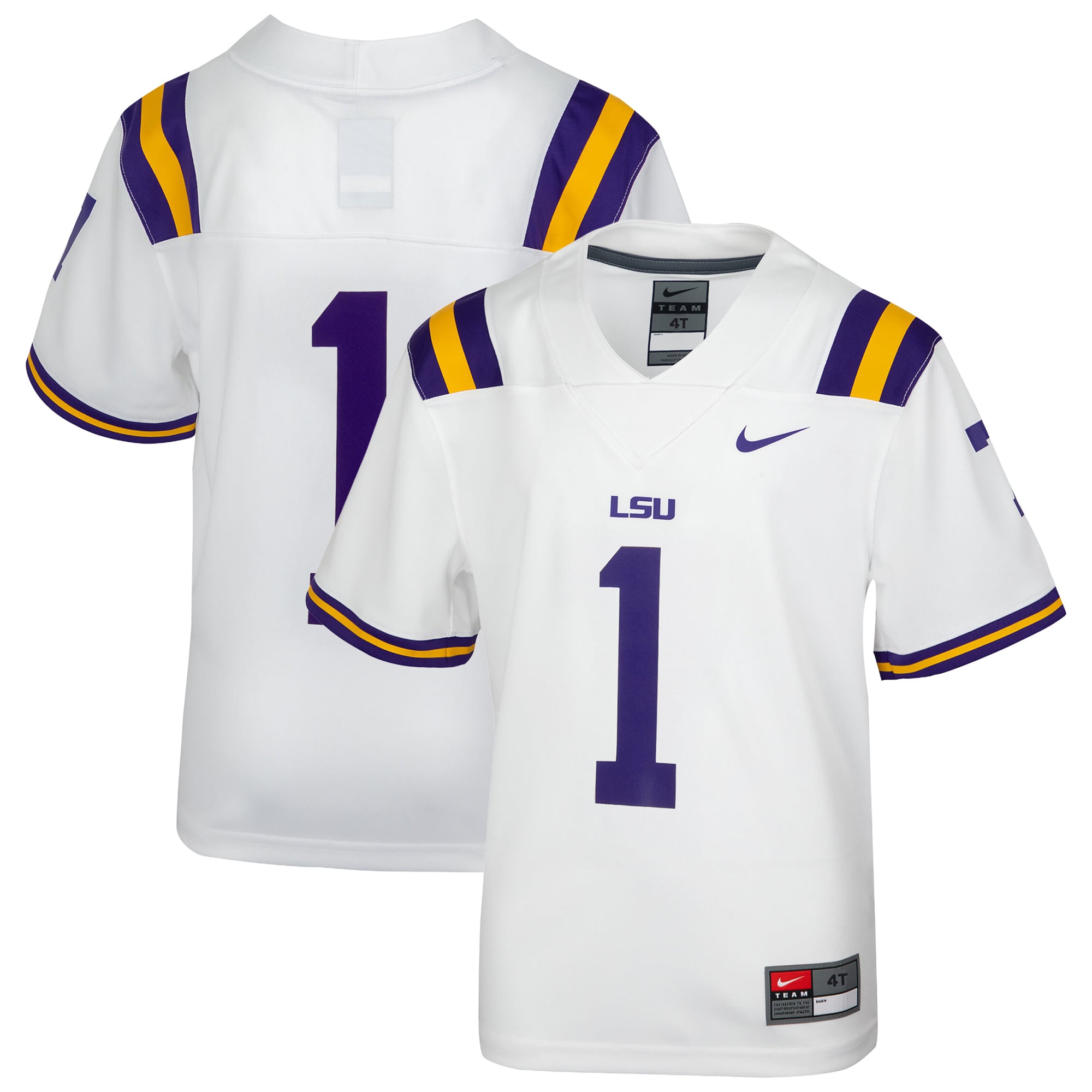 LSU Tigers White Replica Football Jersey - Youth