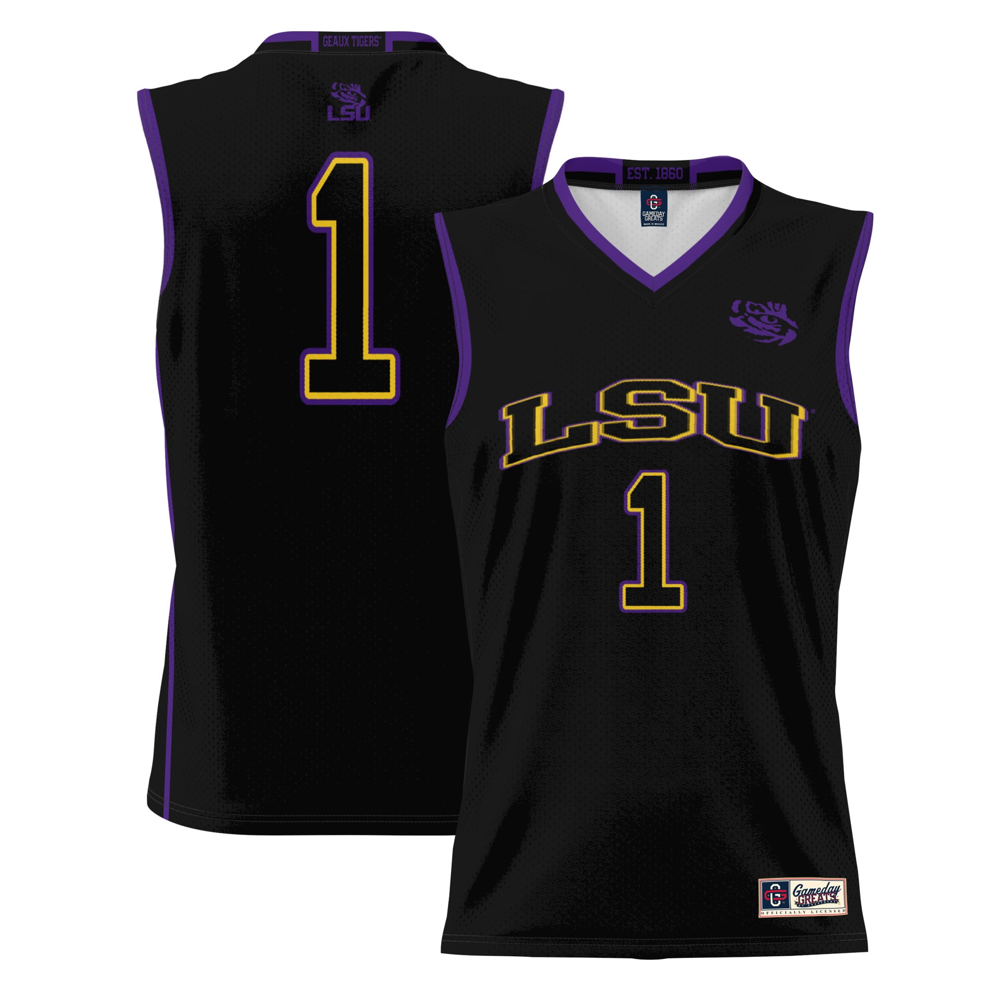 LSU Tigers #1 Black Jersey Basketball Jersey - Men's