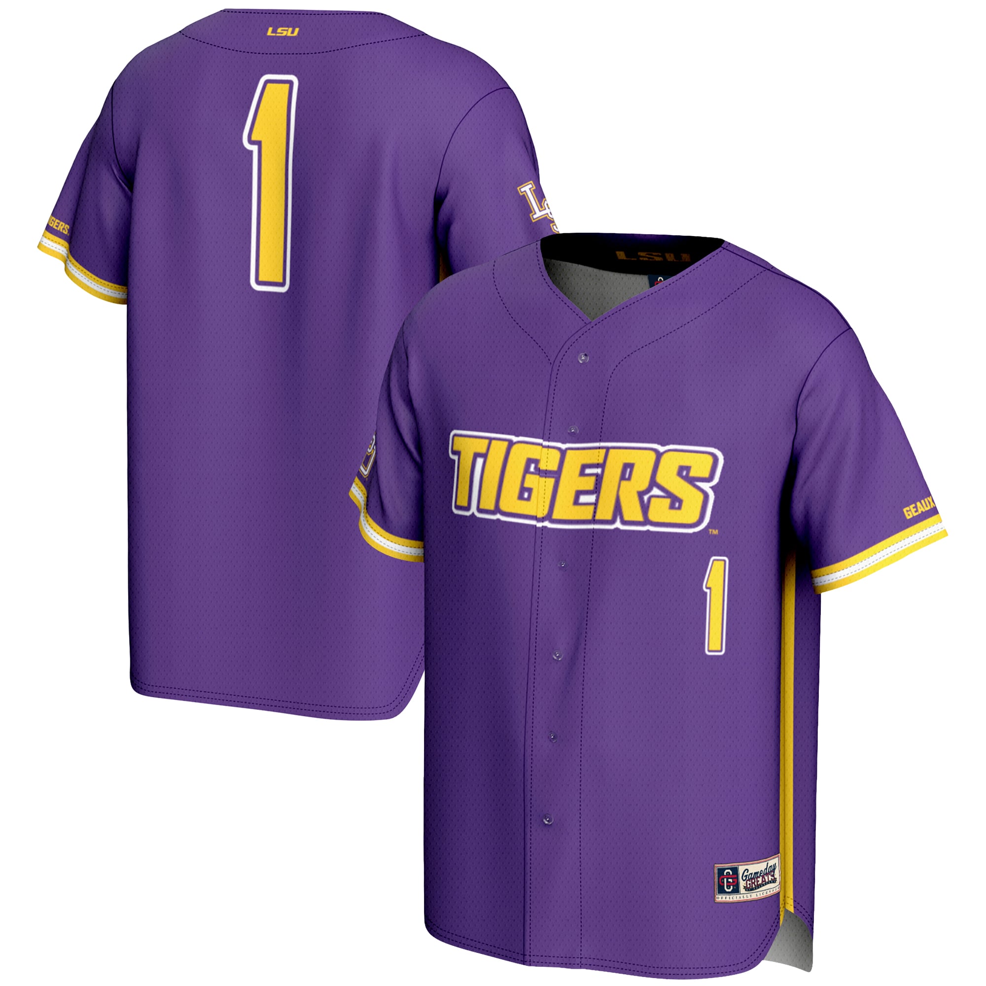 LSU Tigers #1 Purple Baseball Shirt - Youth