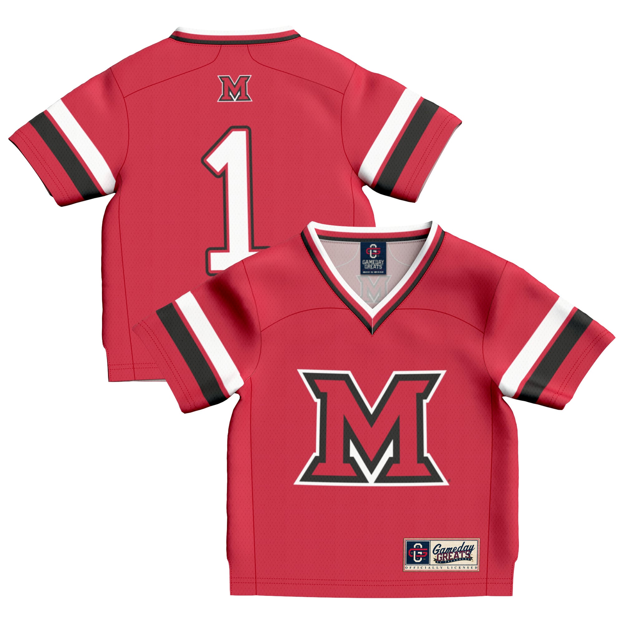Miami University RedHawks #1 Red Football Jersey - Youth
