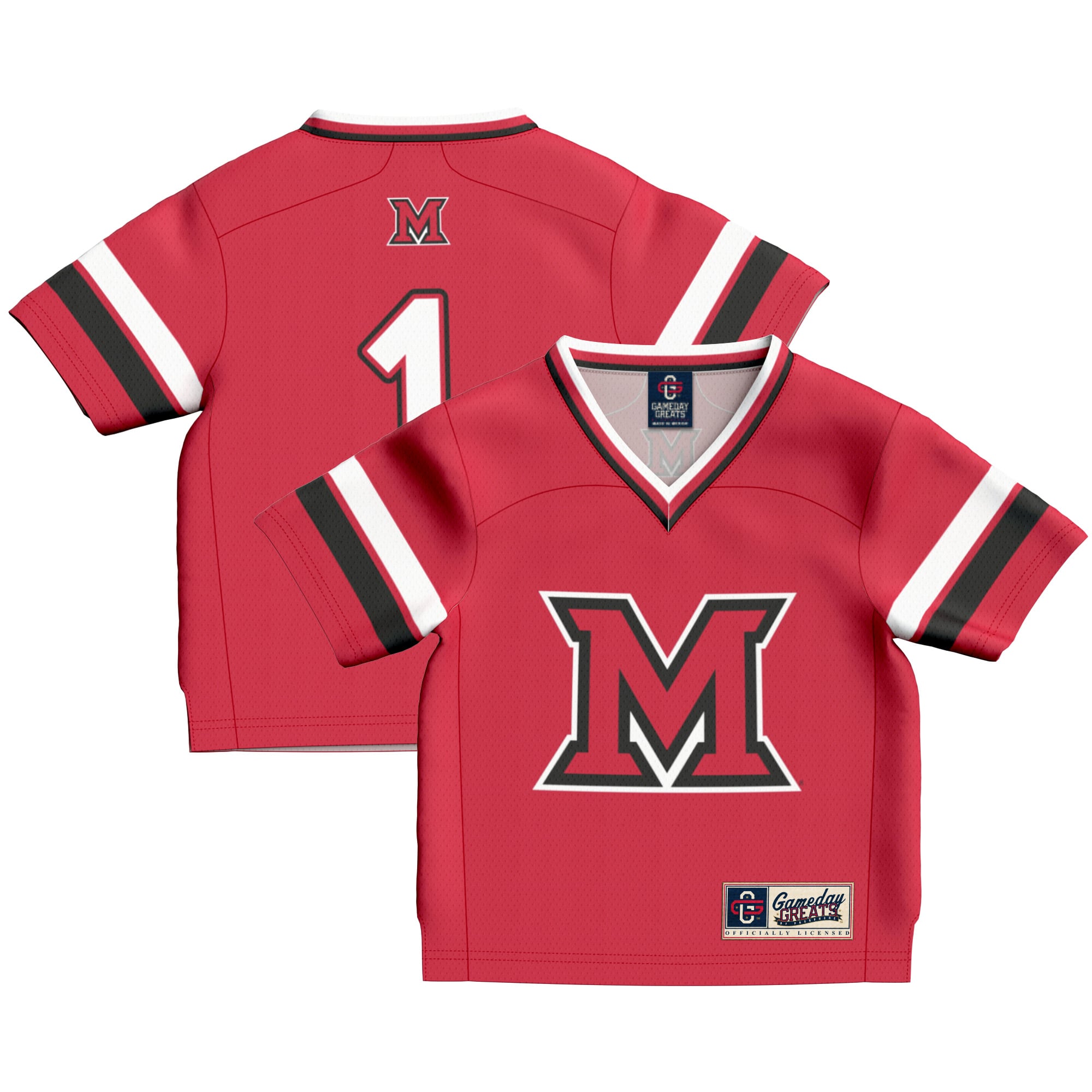 Miami University RedHawks #1 Red Football Jersey 2 - Youth