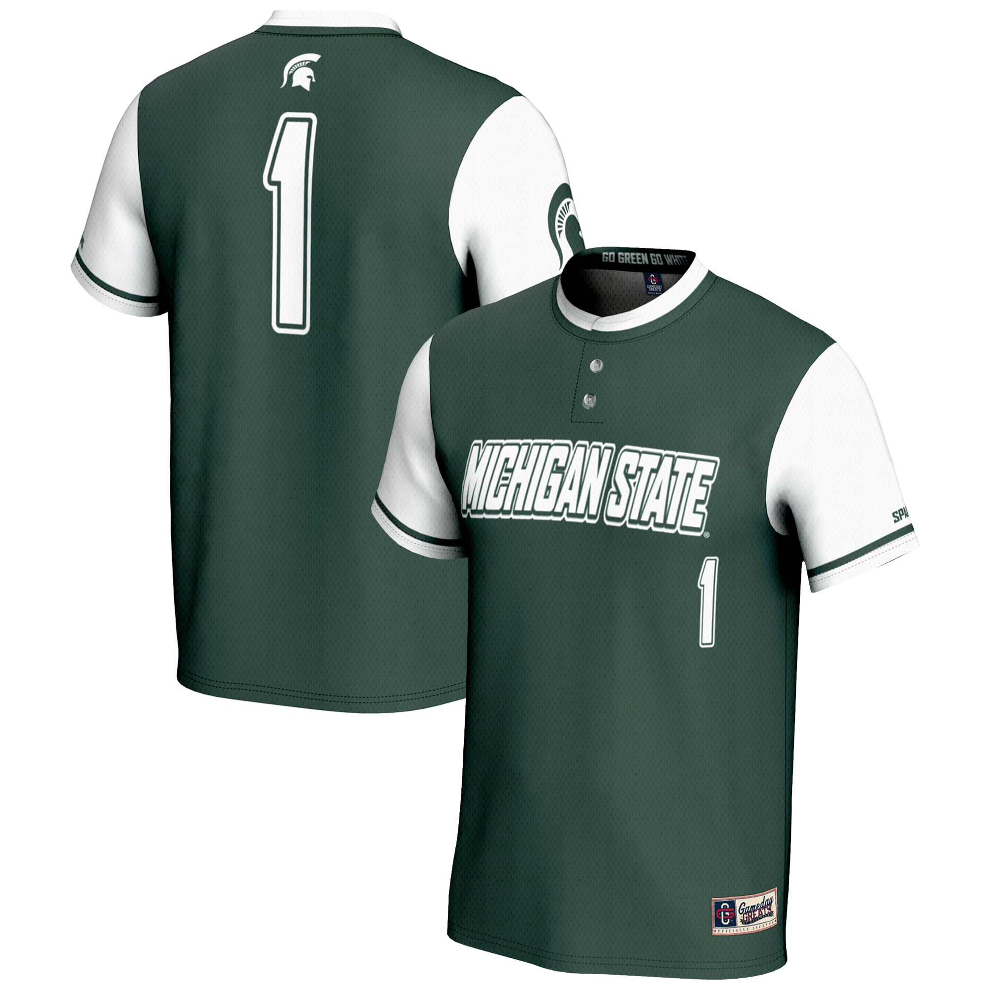 Michigan State Spartans #1 Green Softball Jersey - Men's