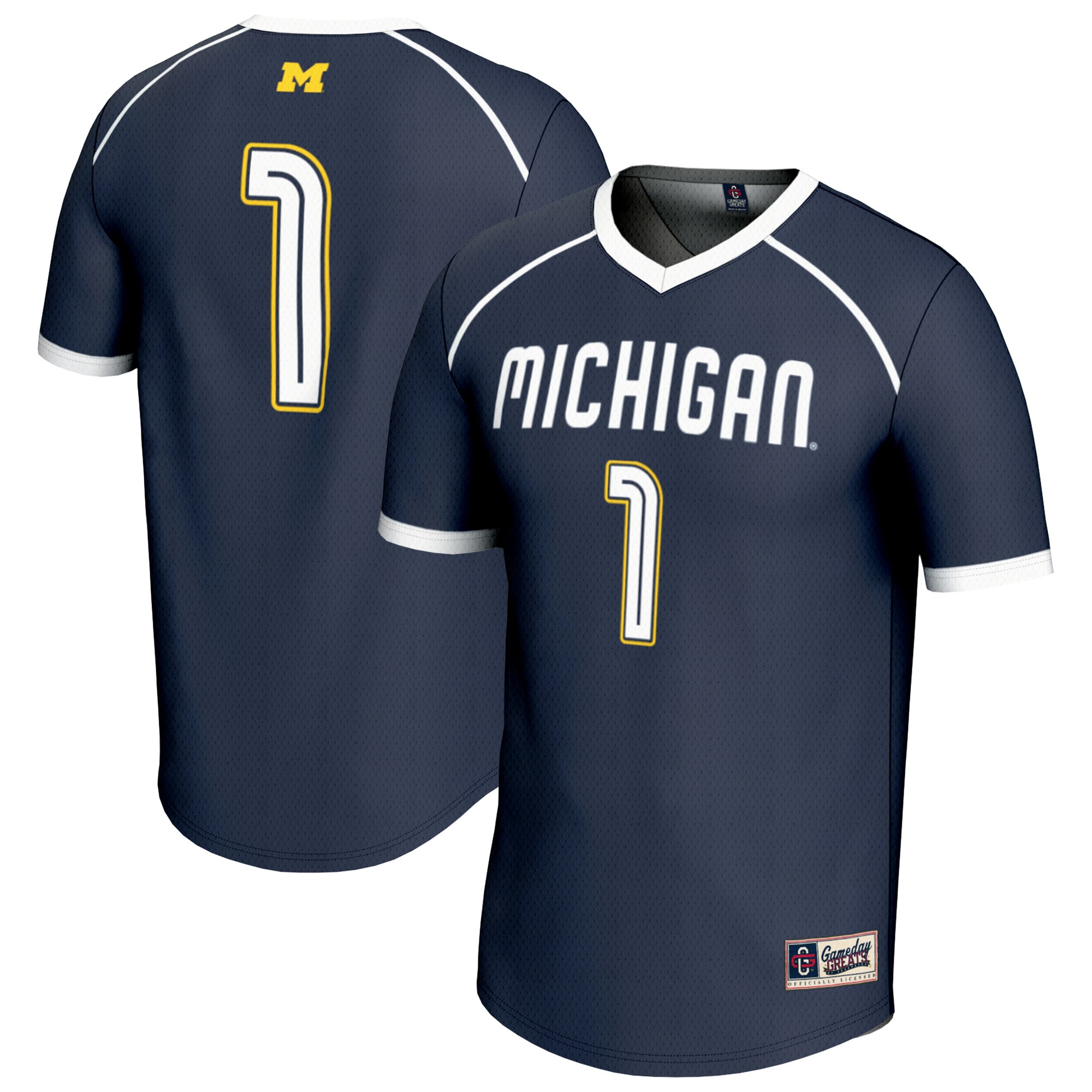 Michigan Wolverines #1 Navy Lacrosse Shirt - Women's