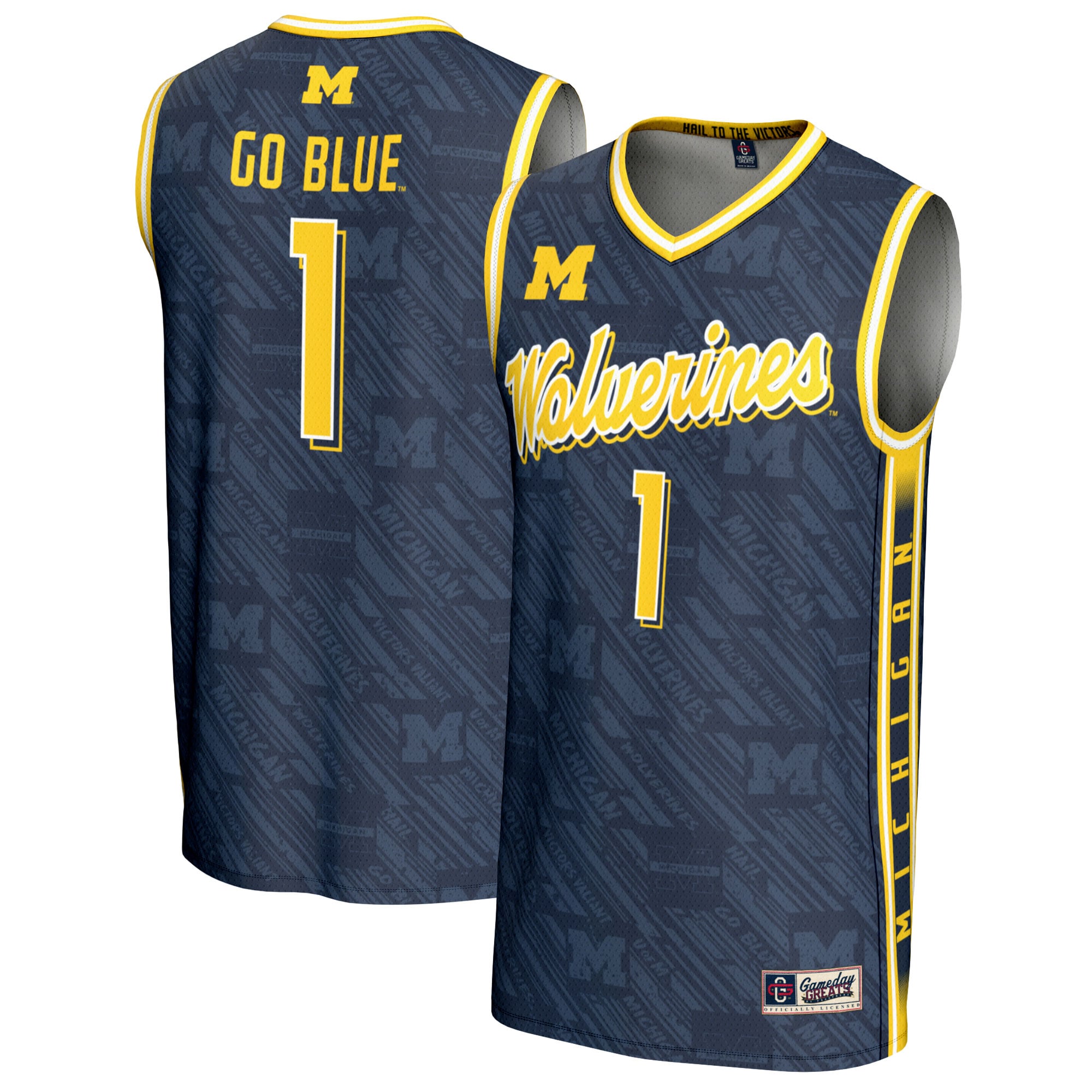Michigan Wolverines #1 Navy Basketball Jersey - Men's