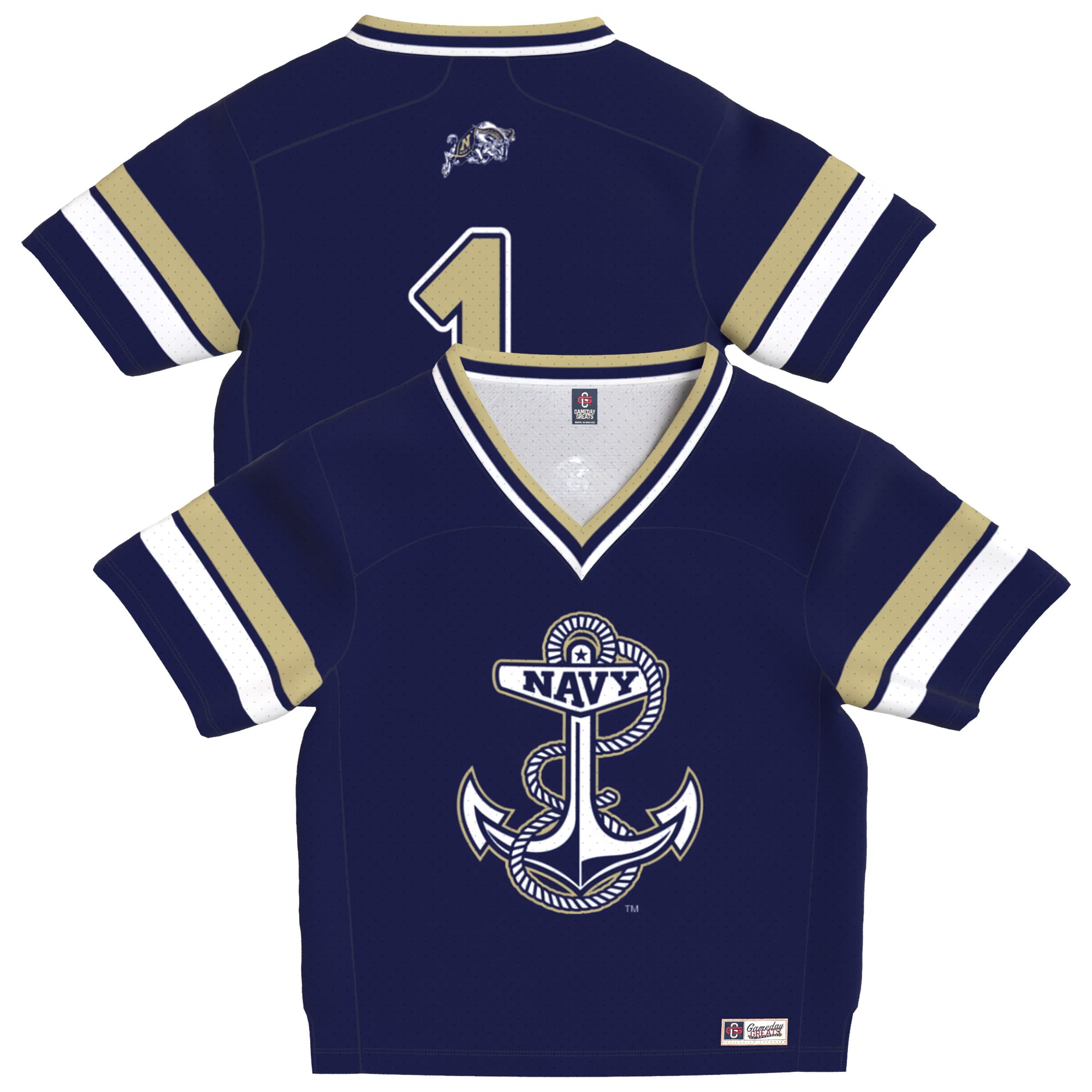 Lightweight Collegiate Fashion Navy Football Jersey - Youth
