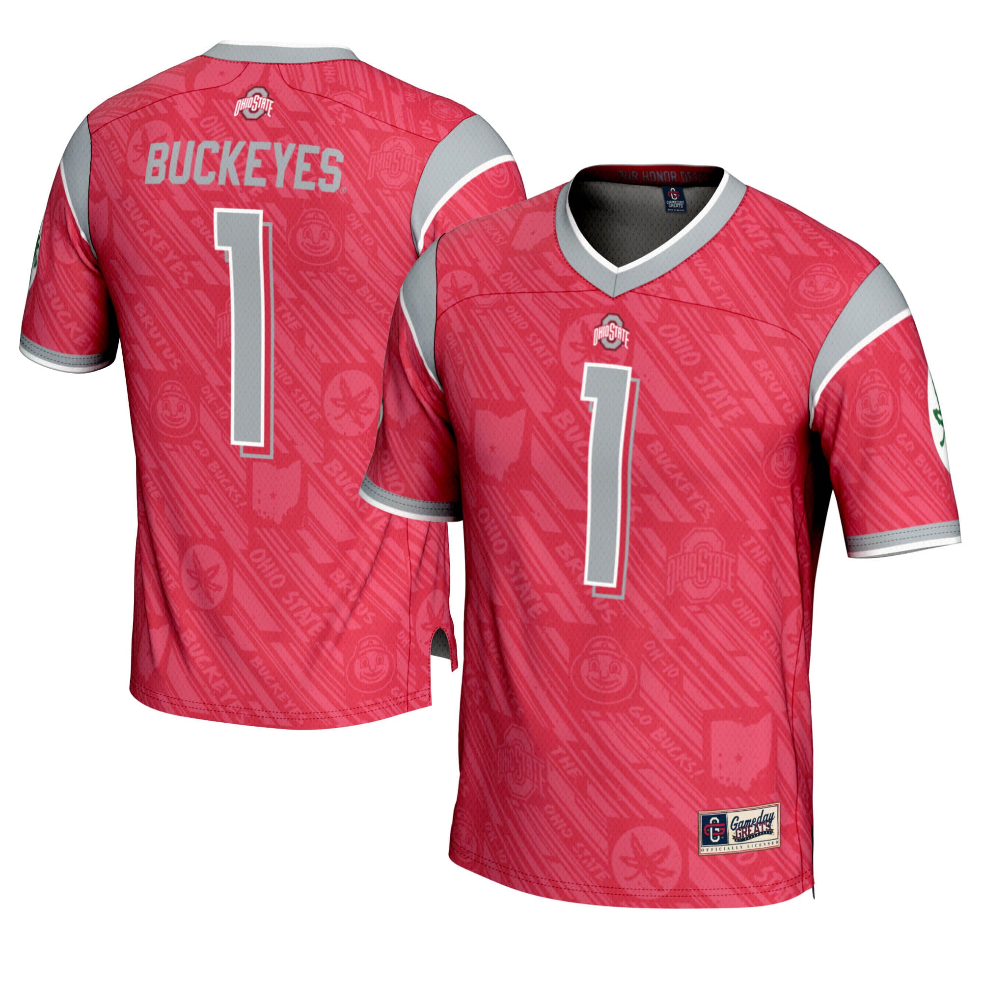 Ohio State Buckeyes #1 Scarlet Football Jersey - Men's