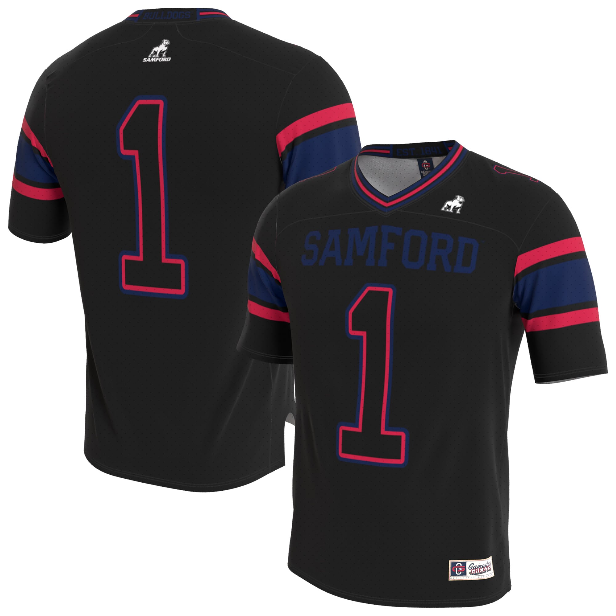 Samford Bulldogs Black Football Jersey - Men's