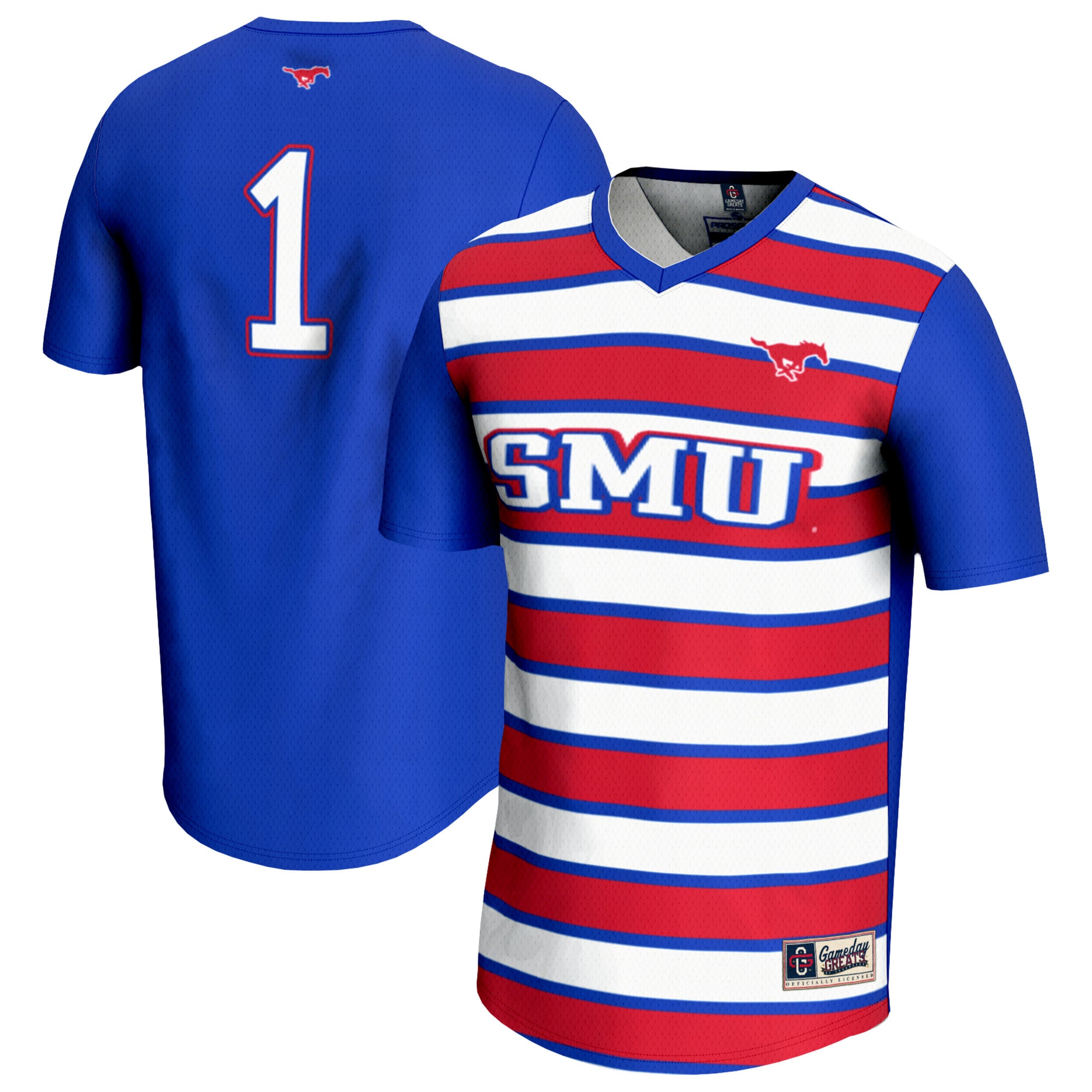 SMU Mustangs #1 Royal Soccer Jersey - Men's