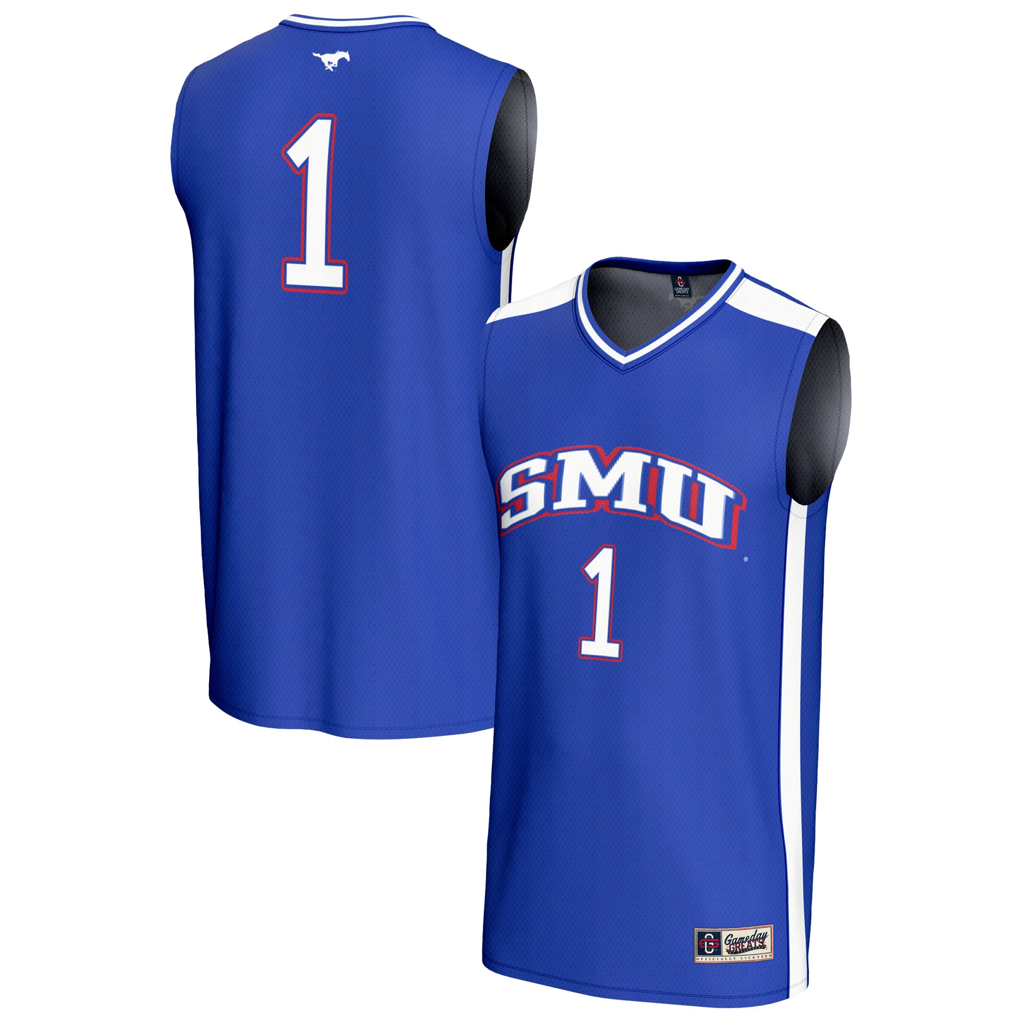 SMU Mustangs #1 Royal Basketball Shirt - Men's