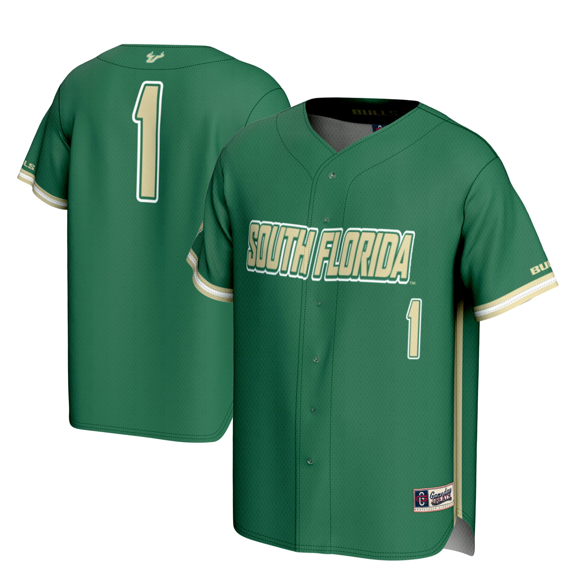 South Florida Bulls #1 Green Baseball Jersey - Youth