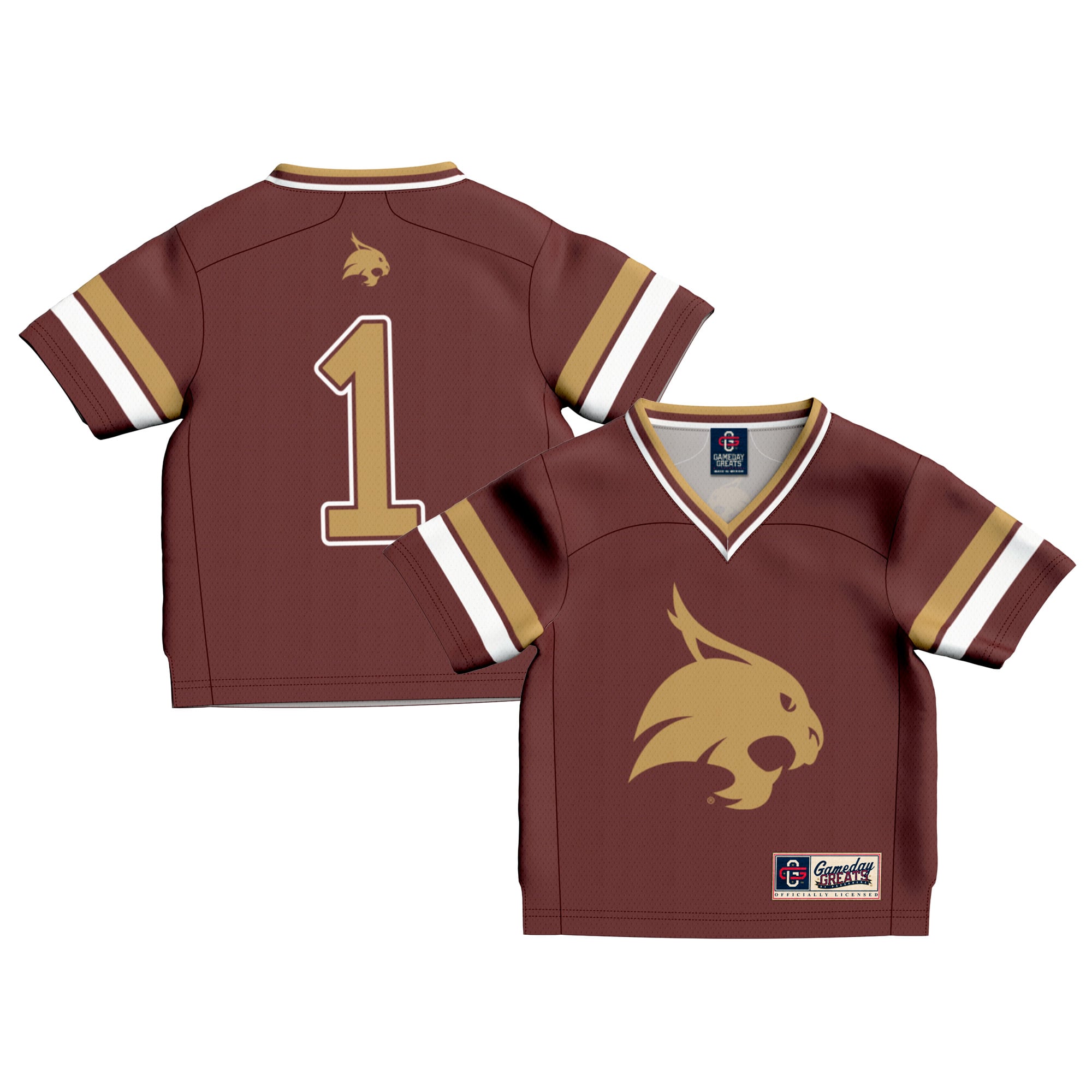 Texas State Bobcats #1 Maroon Football Jersey - Youth