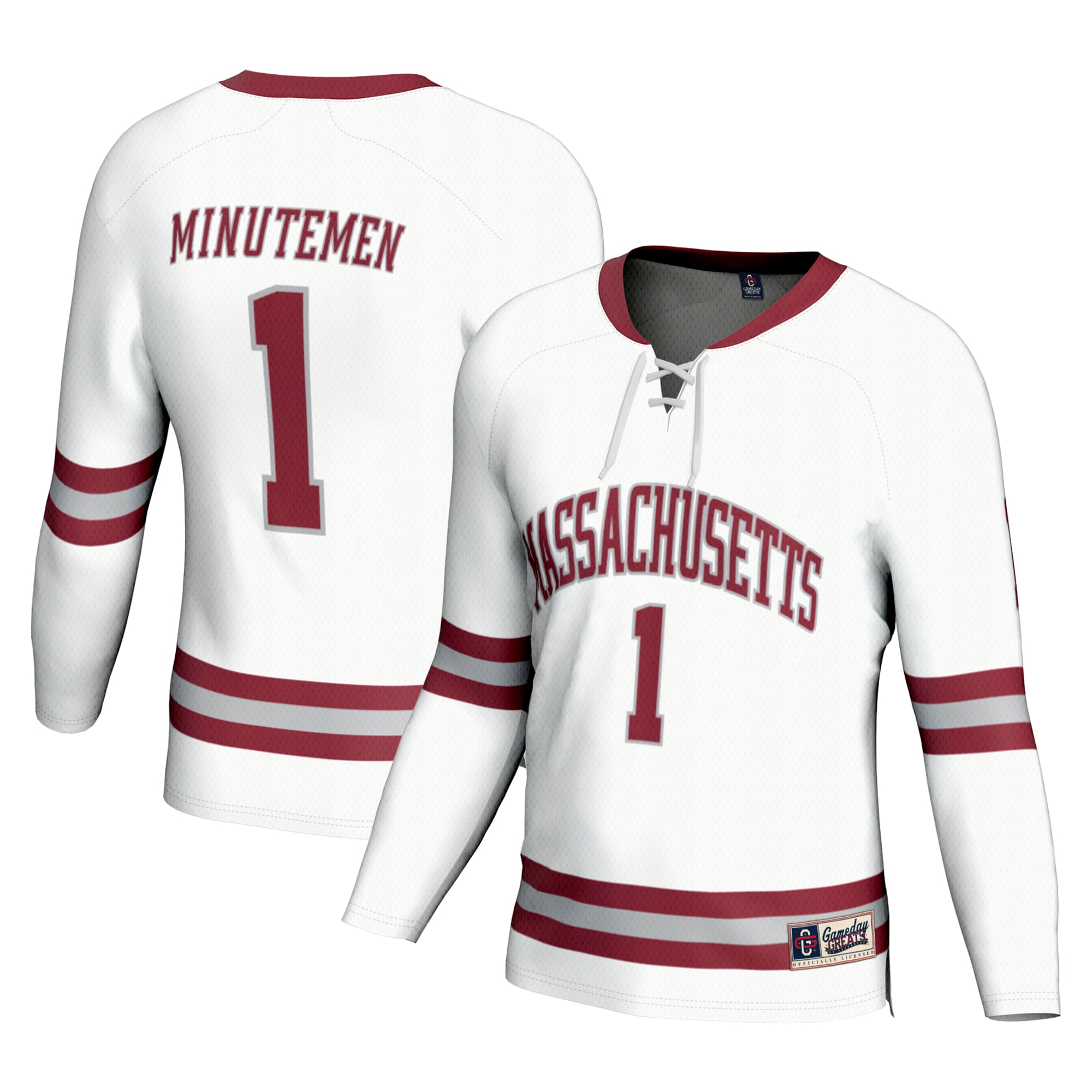 UMass Minutemen #1 White Hockey Jersey - Women's