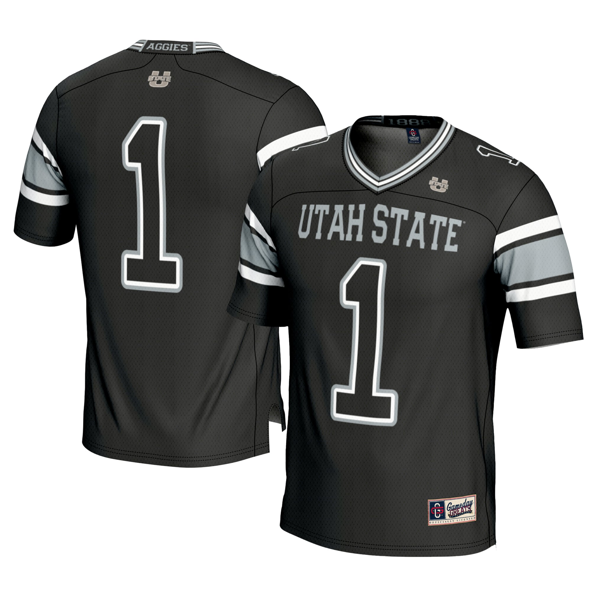 Utah State Aggies #1 Black Football Jersey - Youth