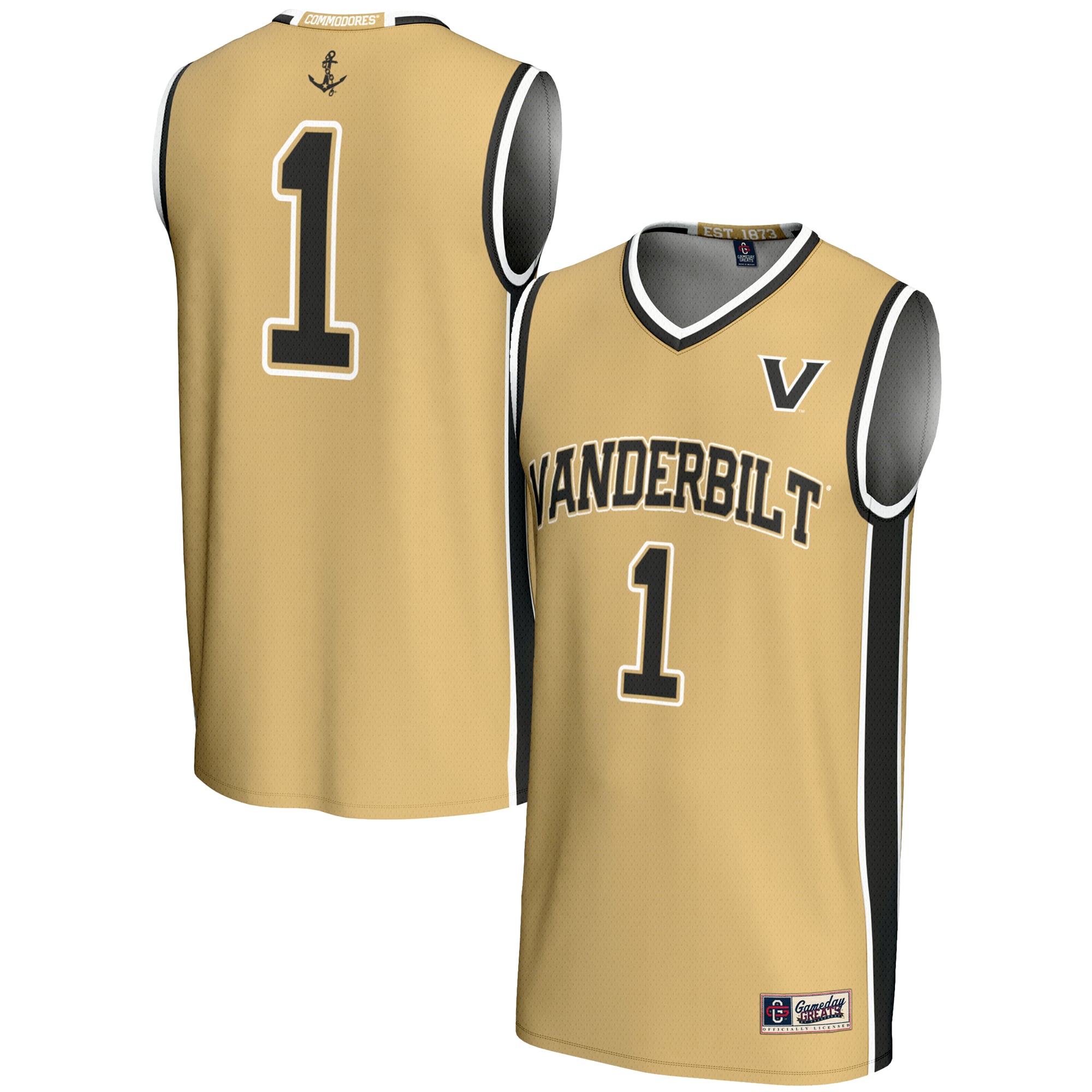 Vanderbilt Commodores #1 Gold Basketball Jersey - Men's