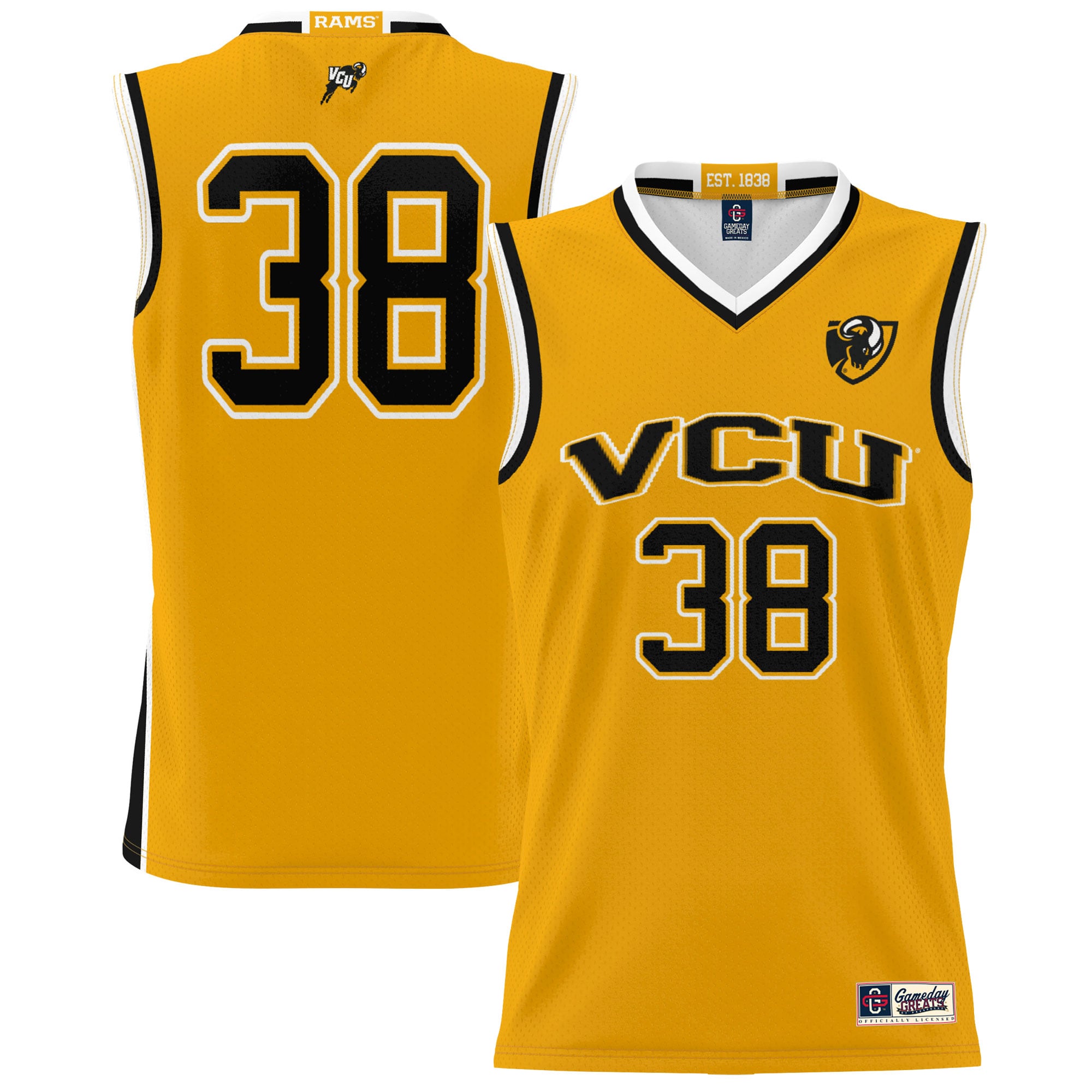 VCU Rams #38 Gold Basketball Jersey - Youth