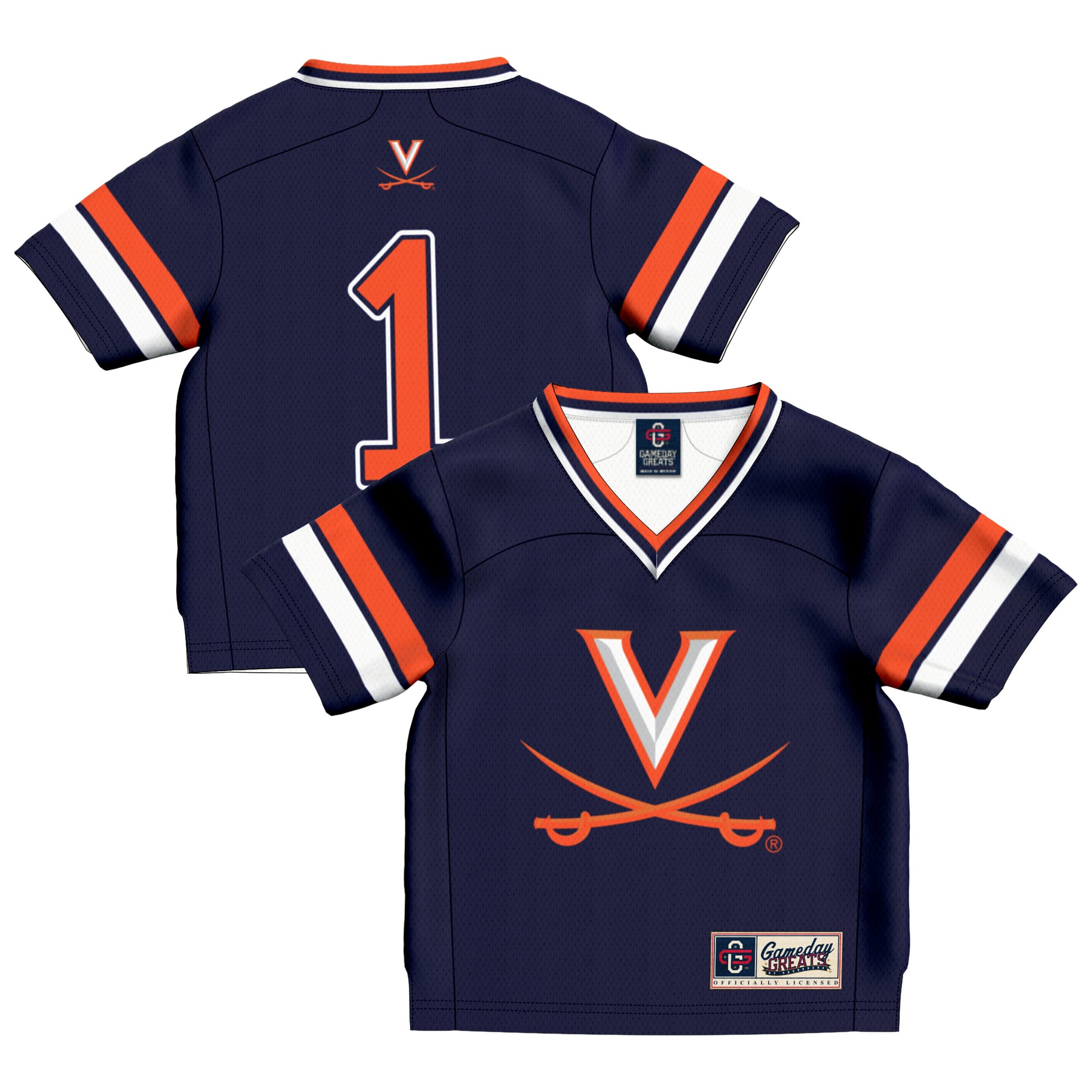 Virginia Cavaliers #1 Navy Football Jersey - Youth