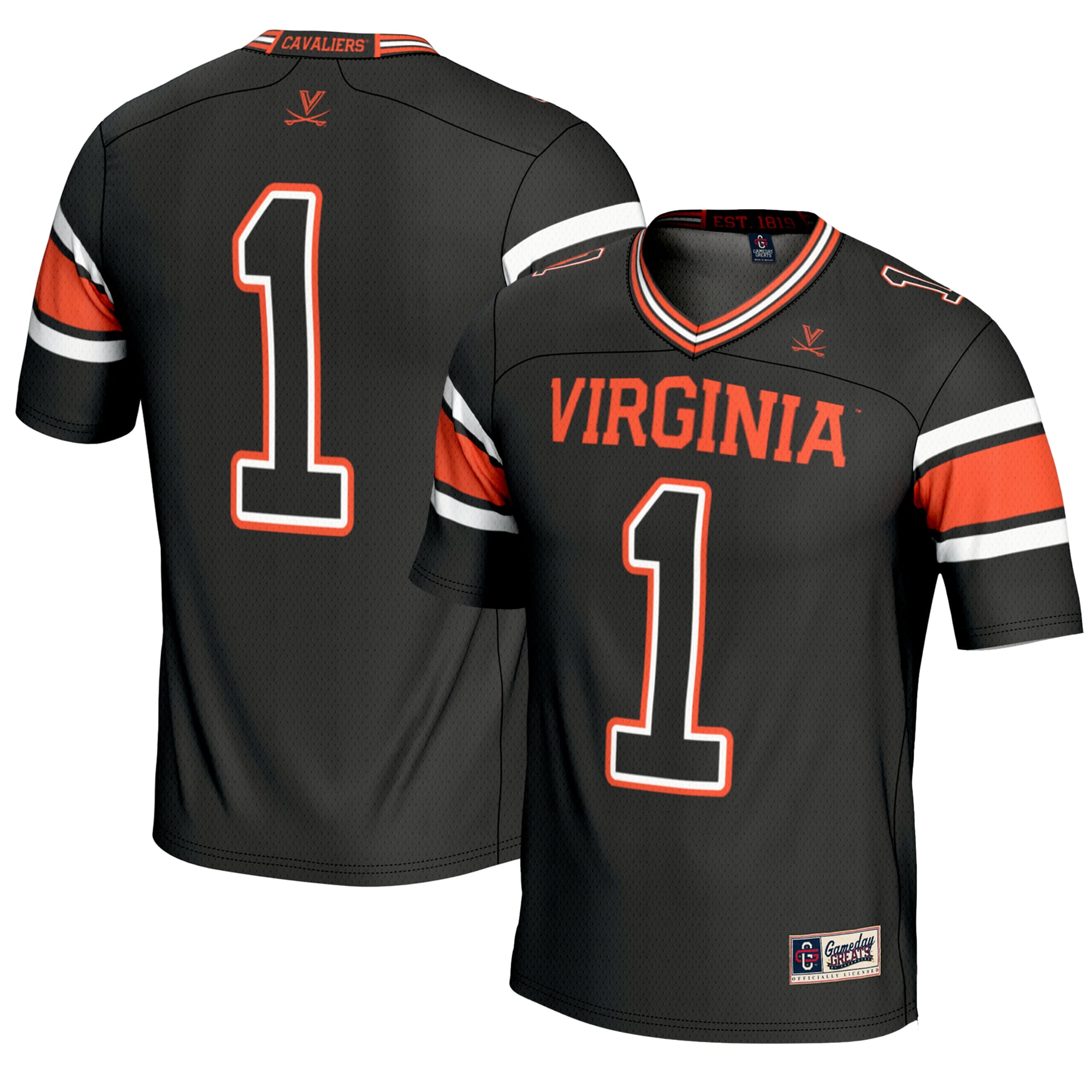 Virginia Cavaliers #1 Black Football Jersey - Men's