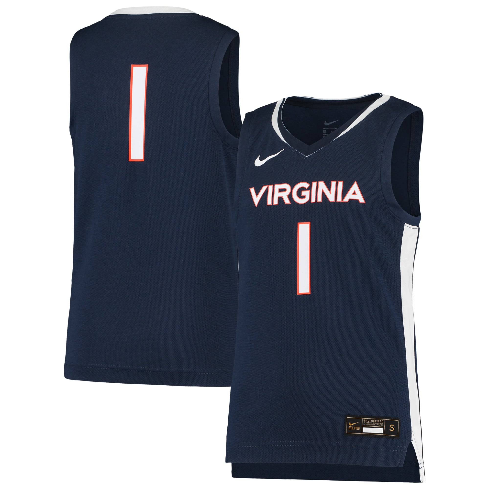 Virginia Cavaliers #1 Team Replica Basketball Jersey - Youth