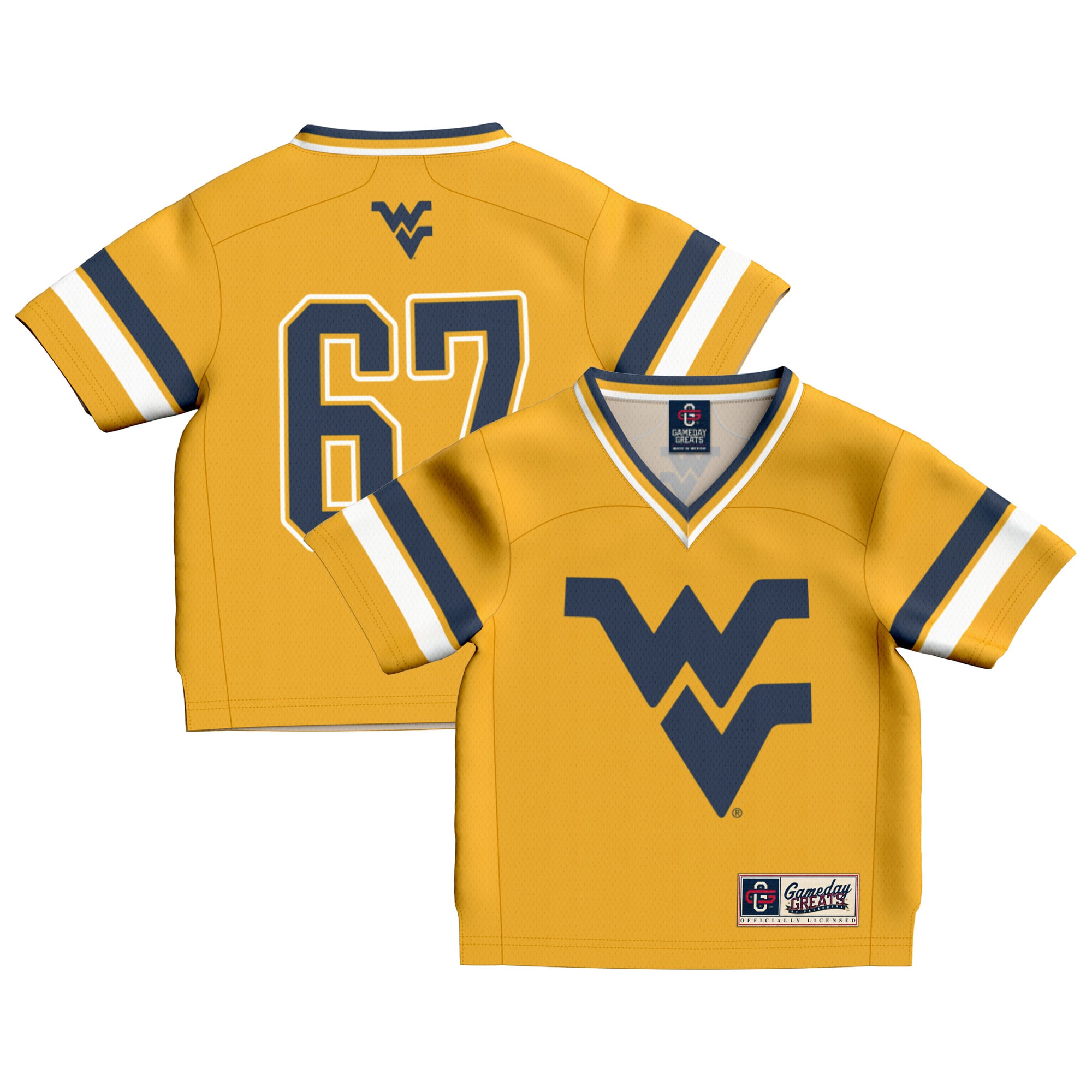 West Virginia Mountaineers #67 Gold Football Shirt - Youth