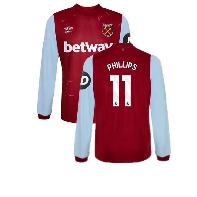 Kids' West Ham 2023/24 Home Long Sleeve Jersey