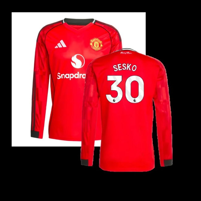 Men's Man Utd 2025/26 Home Long Sleeve Jersey