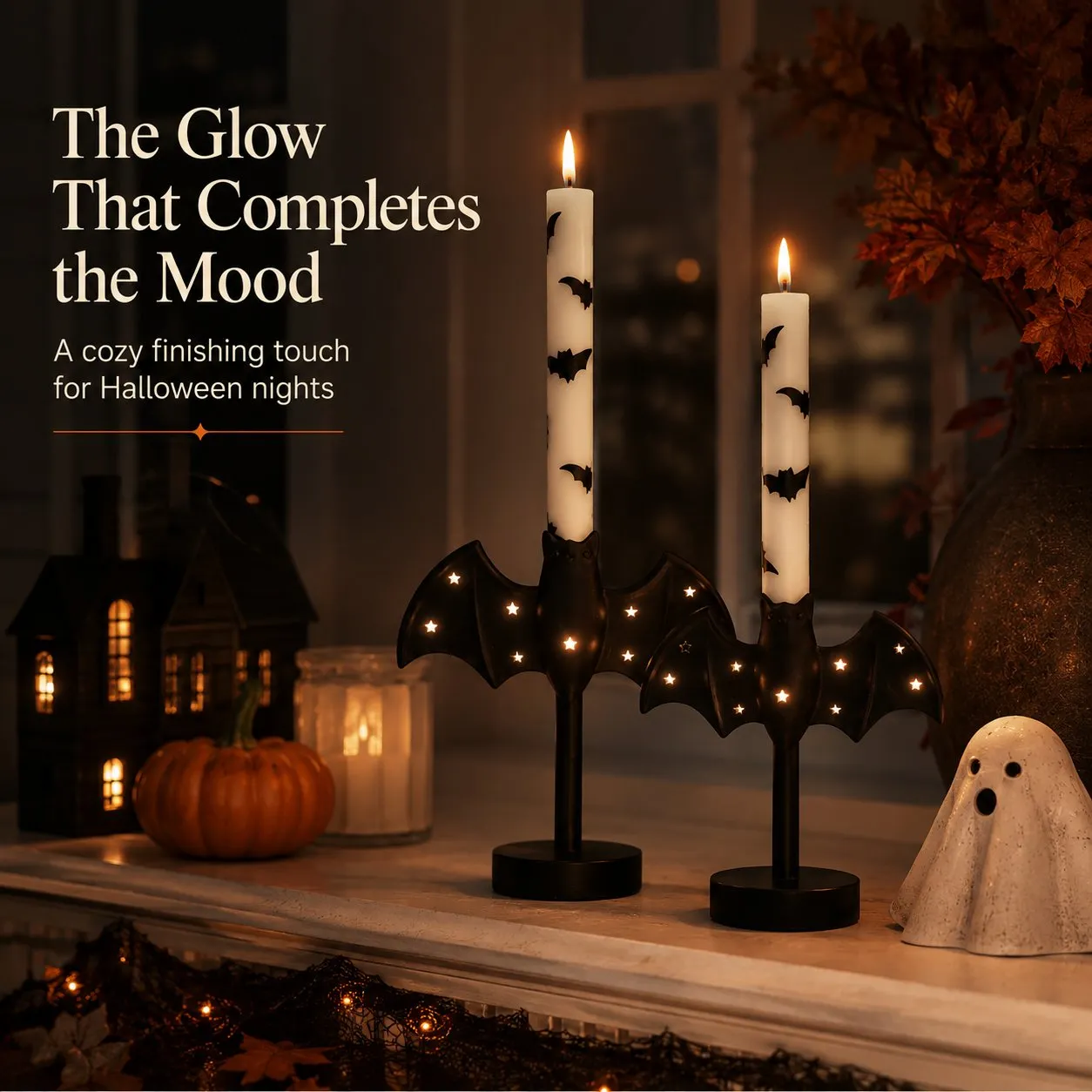 🎃🦇 Flammenlose Fledermaus-Kerzenhalter für einen sichereren Halloween-Glühen