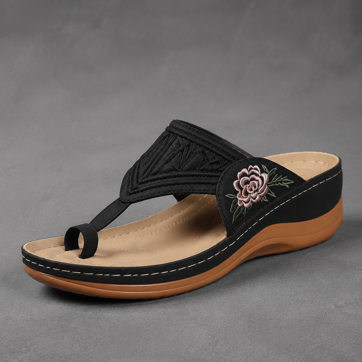 LETZTER TAG 70 % RABATT ✨ Komfort-Sandalen mit Blumenstickerei für Damen