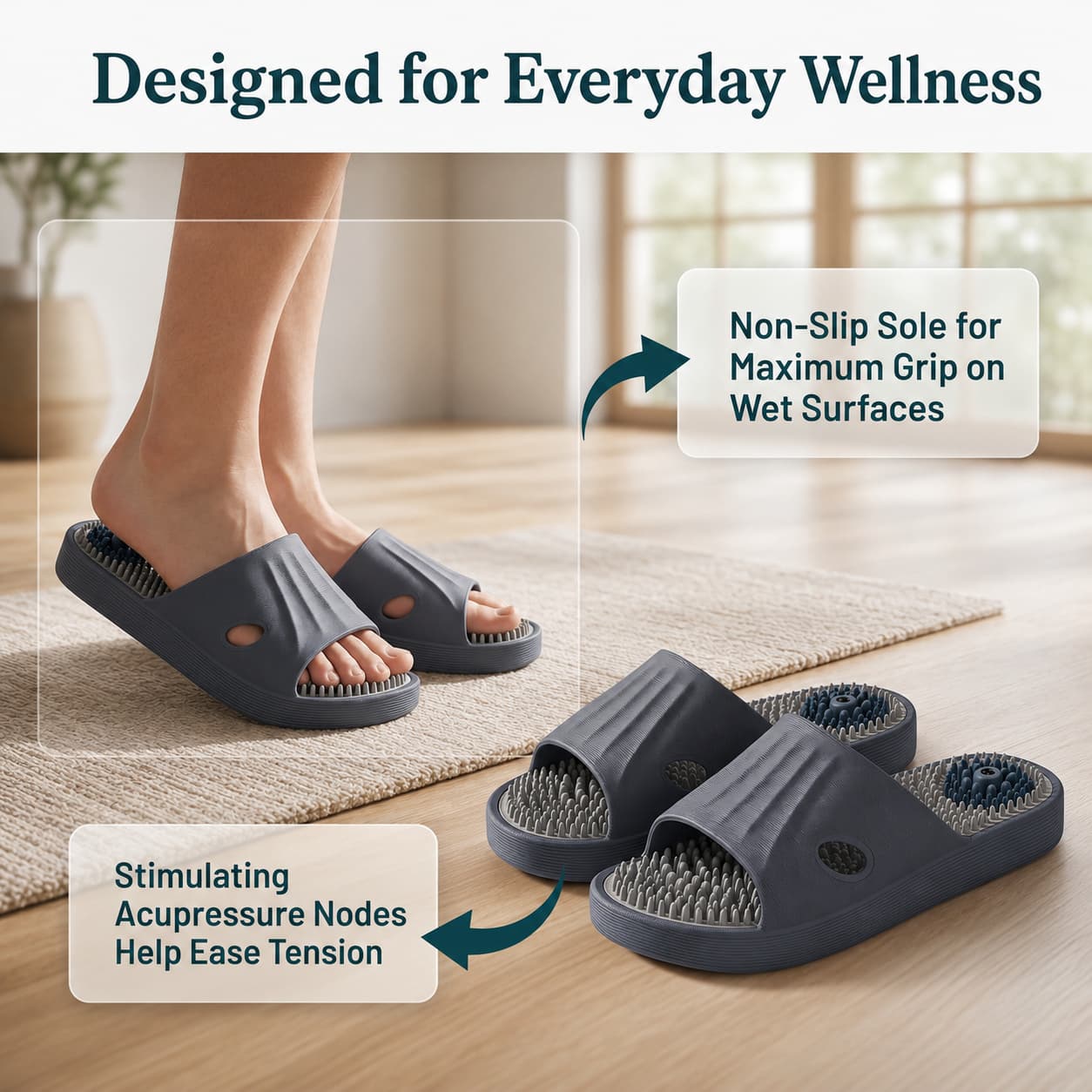 👣Akupressur-Massageschuhe – rutschfeste Badepantoffeln, Sandalen zur Linderung von Plantarfasziitisy