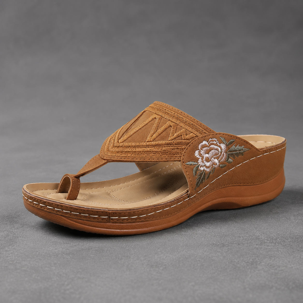LETZTER TAG 70 % RABATT ✨ Komfort-Sandalen mit Blumenstickerei für Damen