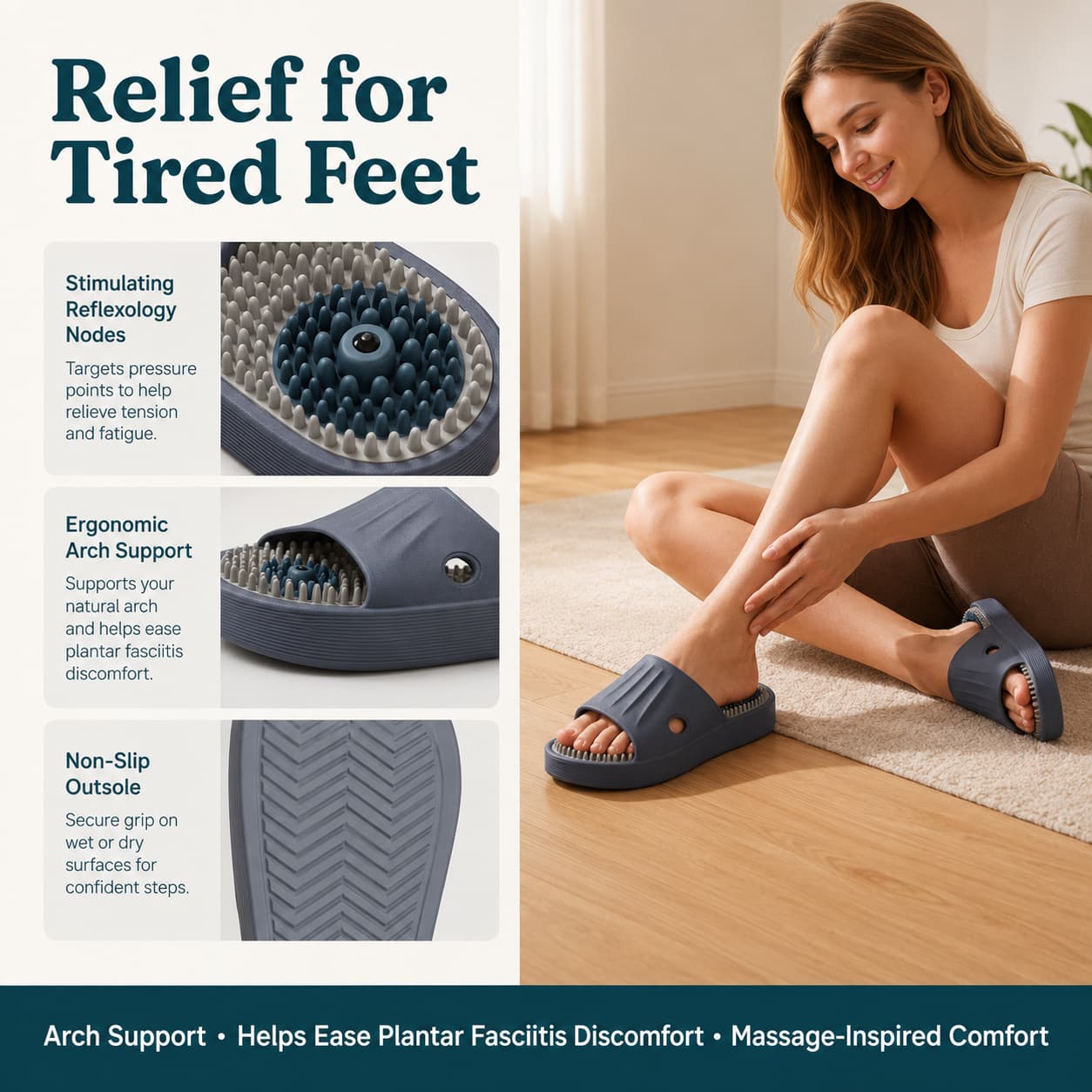 👣Akupressur-Massageschuhe – rutschfeste Badepantoffeln, Sandalen zur Linderung von Plantarfasziitisy