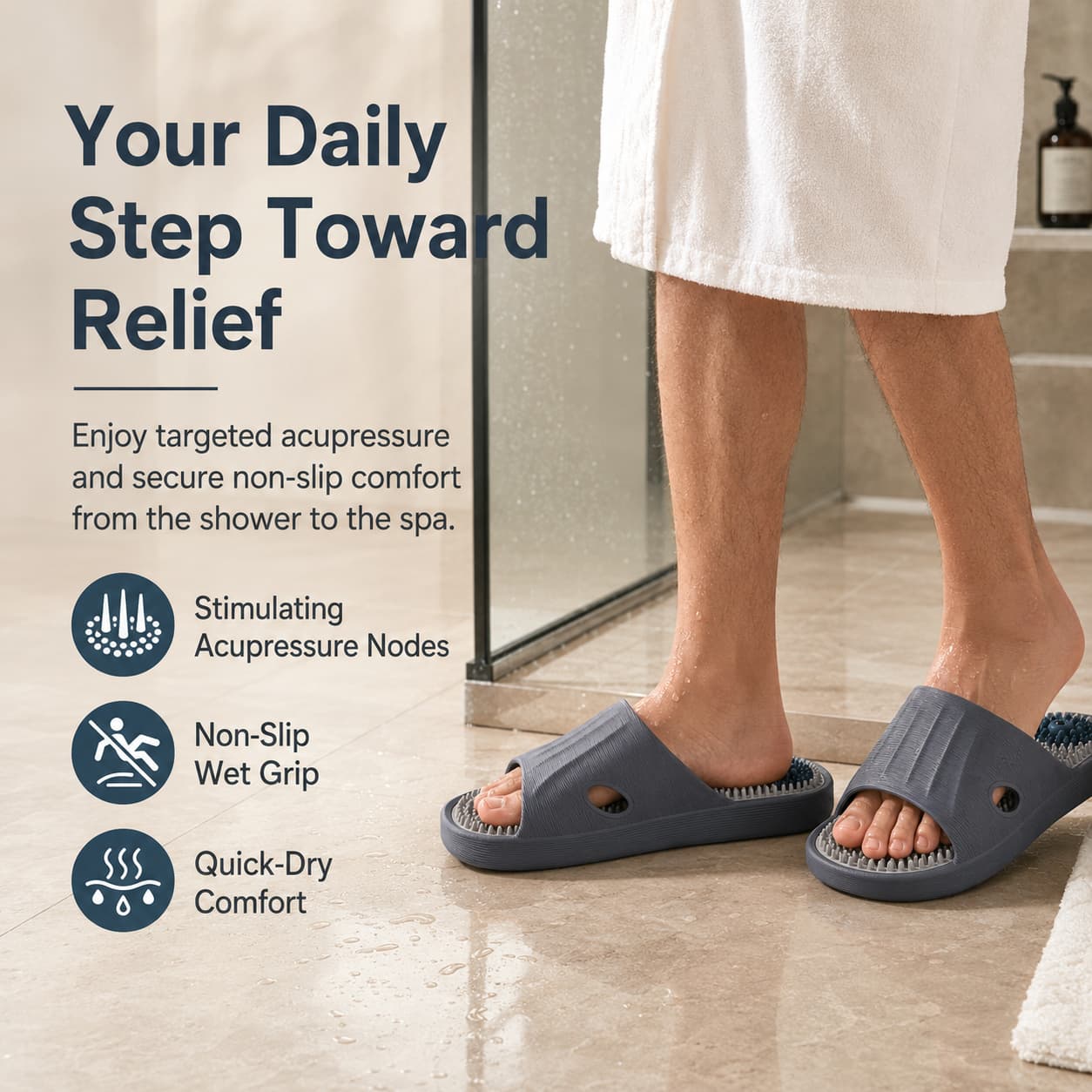👣Akupressur-Massageschuhe – rutschfeste Badepantoffeln, Sandalen zur Linderung von Plantarfasziitisy
